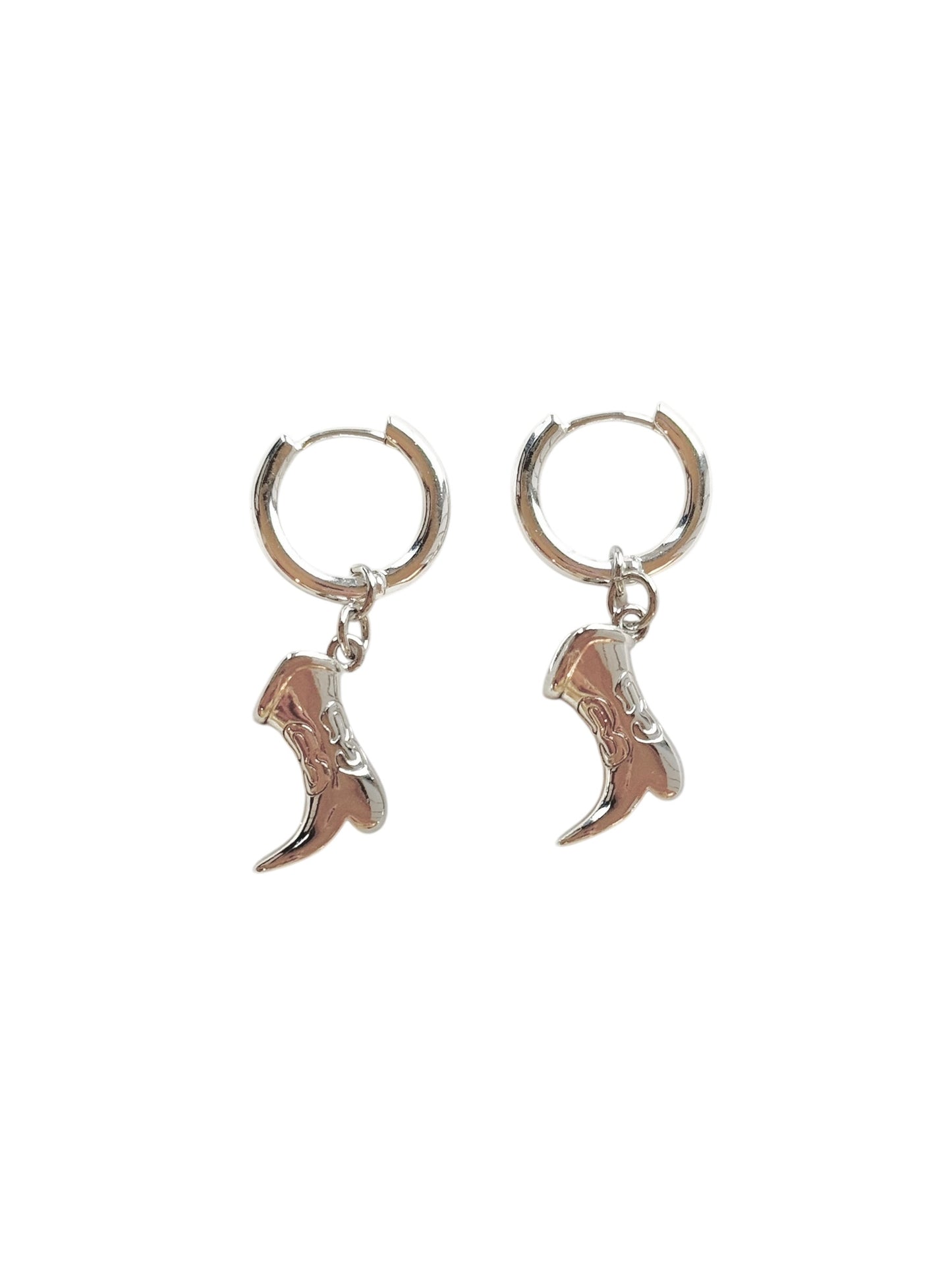 Cowboy Boot Silver Earrings