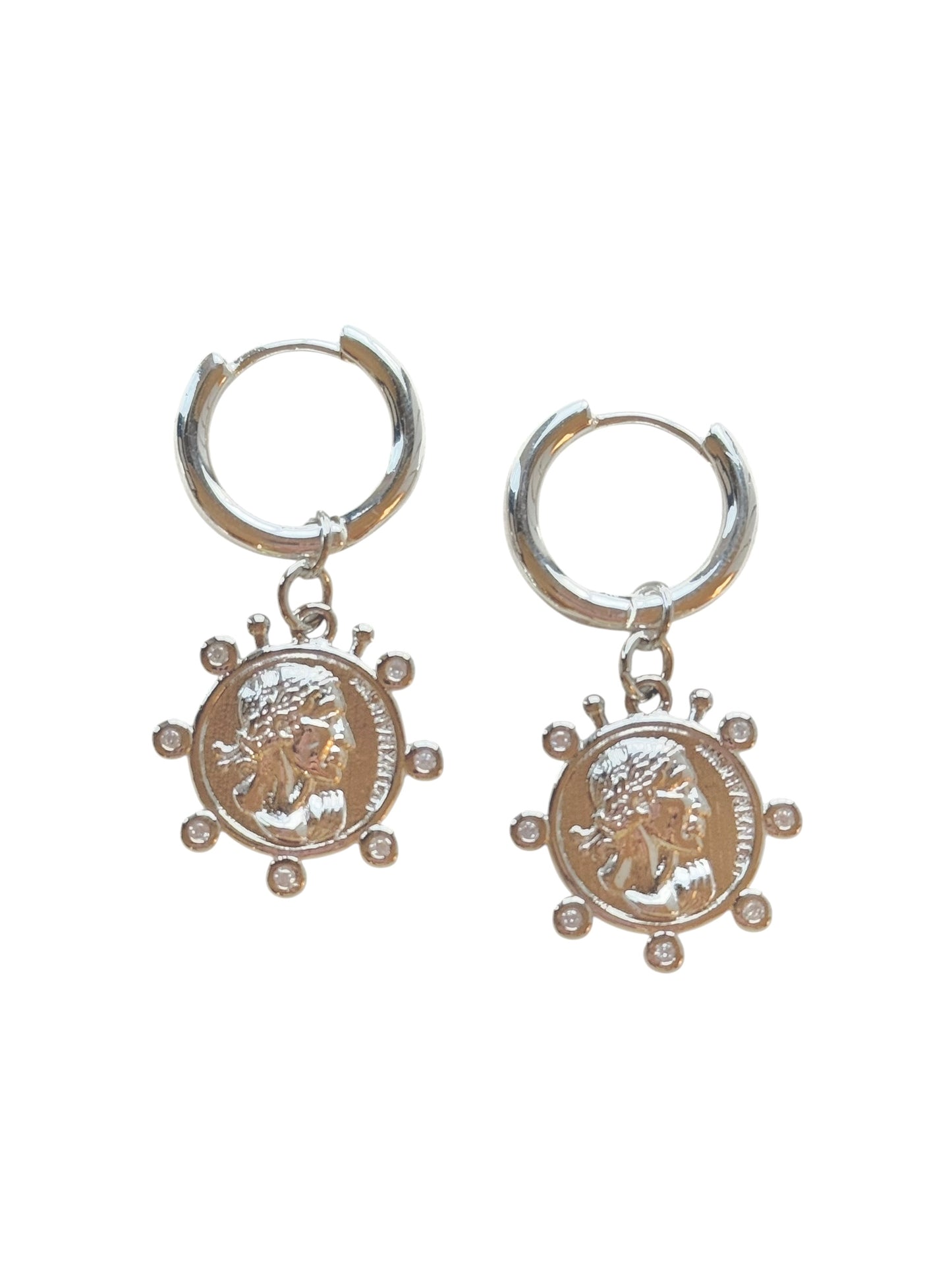 Roman Coin Silver Hoops