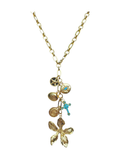 Tropical Trail Long Necklace in Gold