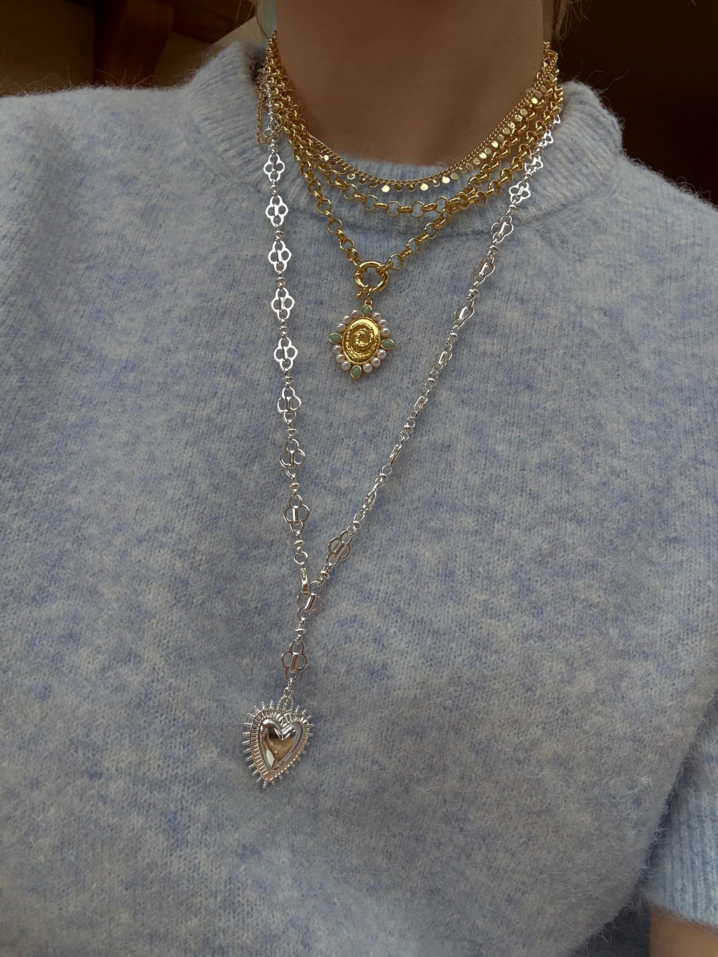 Silver Amour Long Necklace