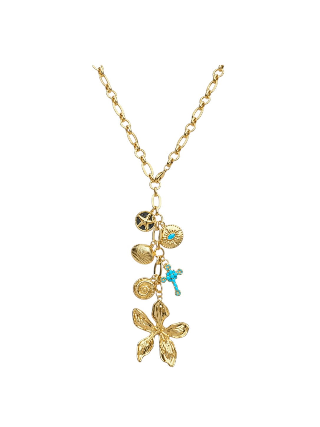 Tropical Trail Long Necklace in Gold