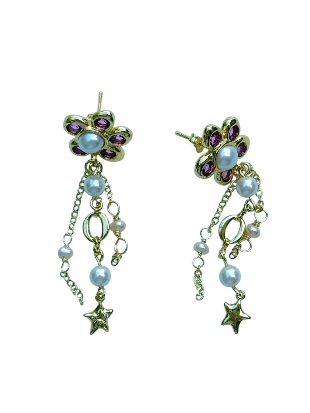 Pearl Petal Drop Earrings