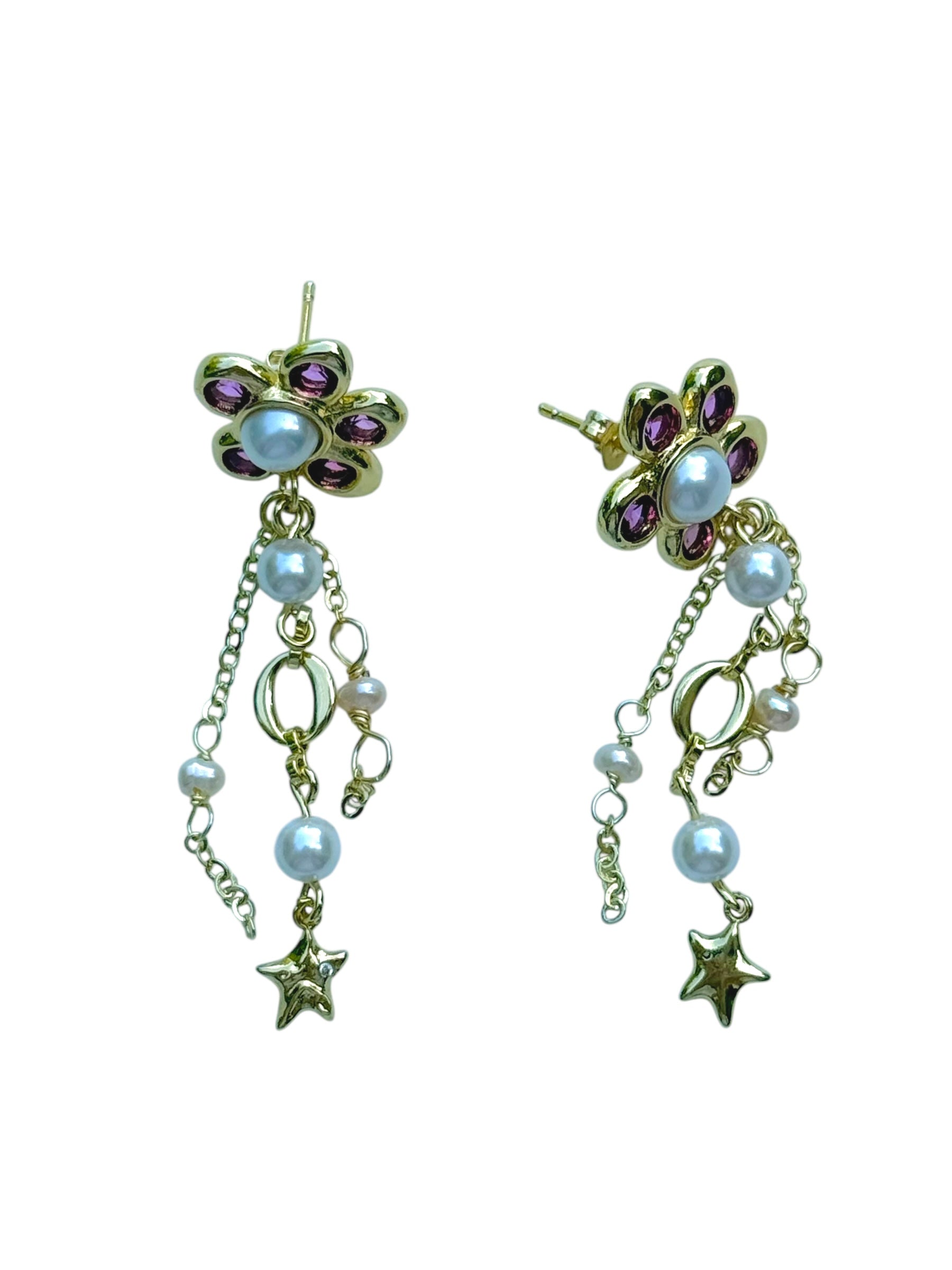 Pearl Petal Drop Earrings