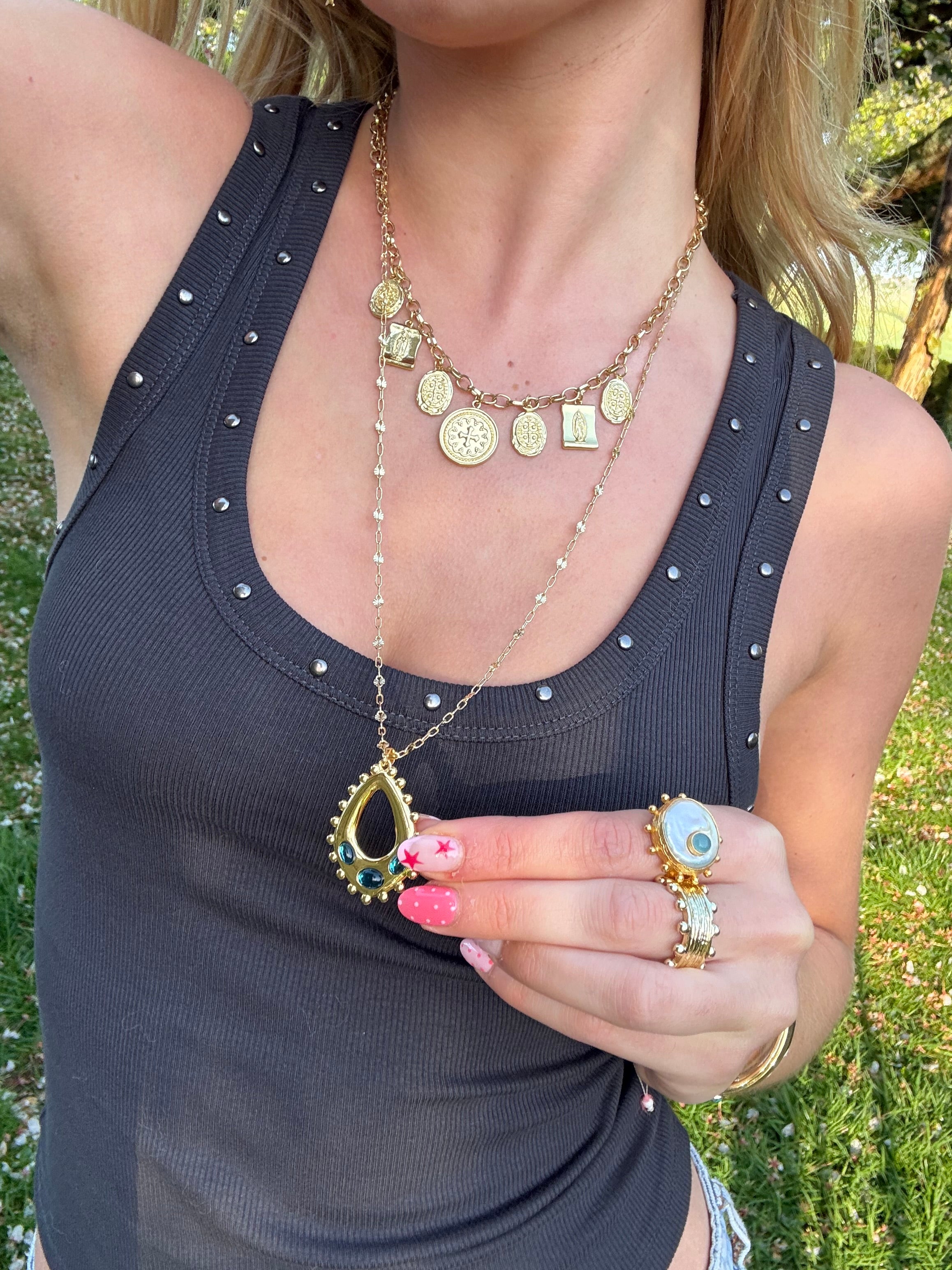 Delilah Long Necklace in Blue