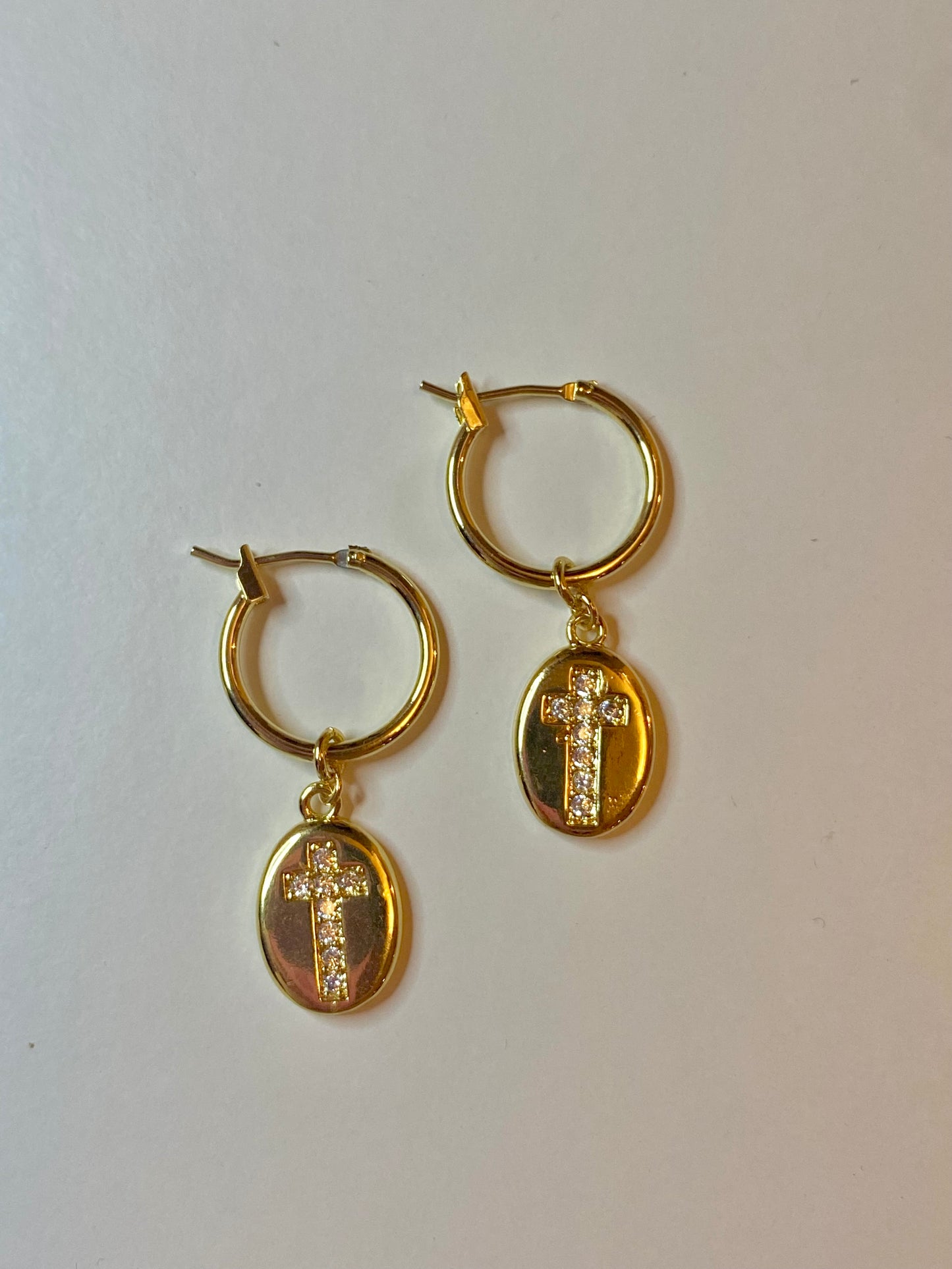 Oval Cross Earrings