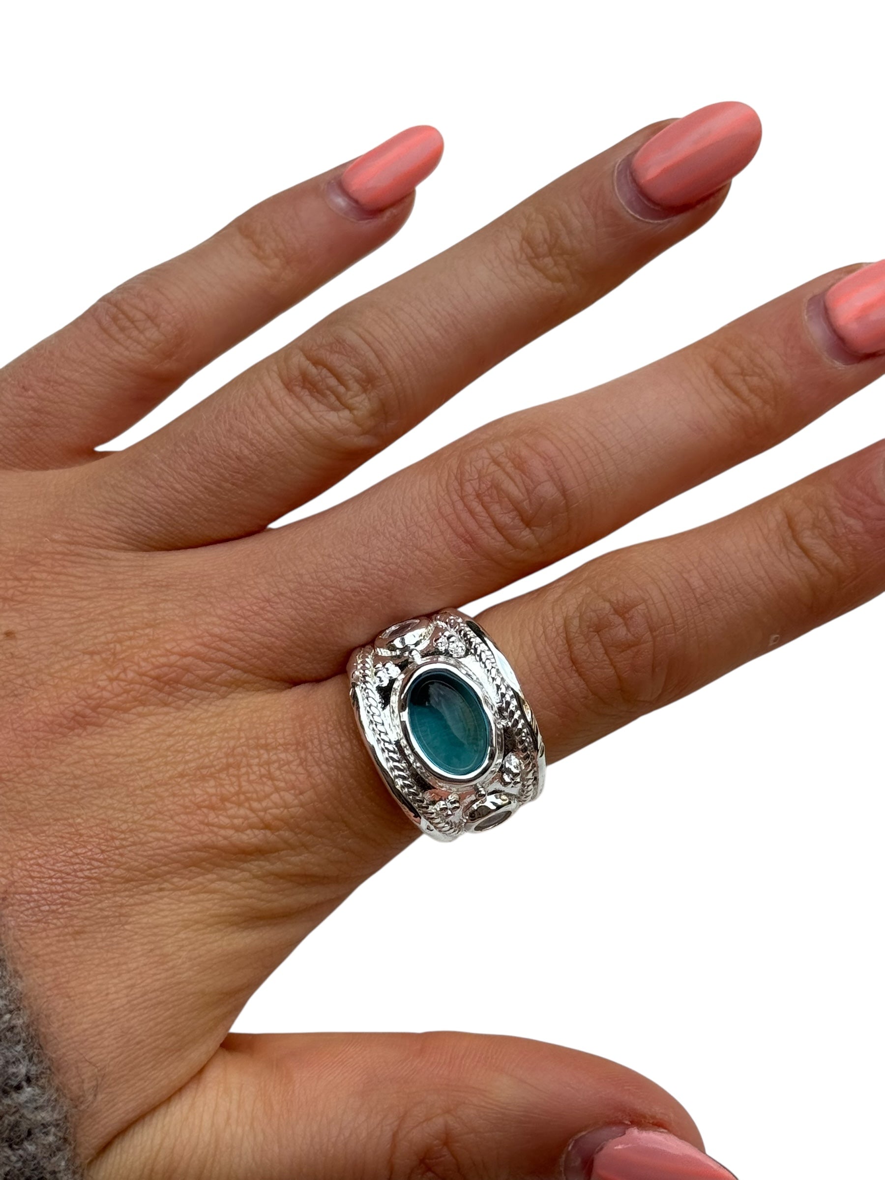 Silver Cordelia Ring in Blue