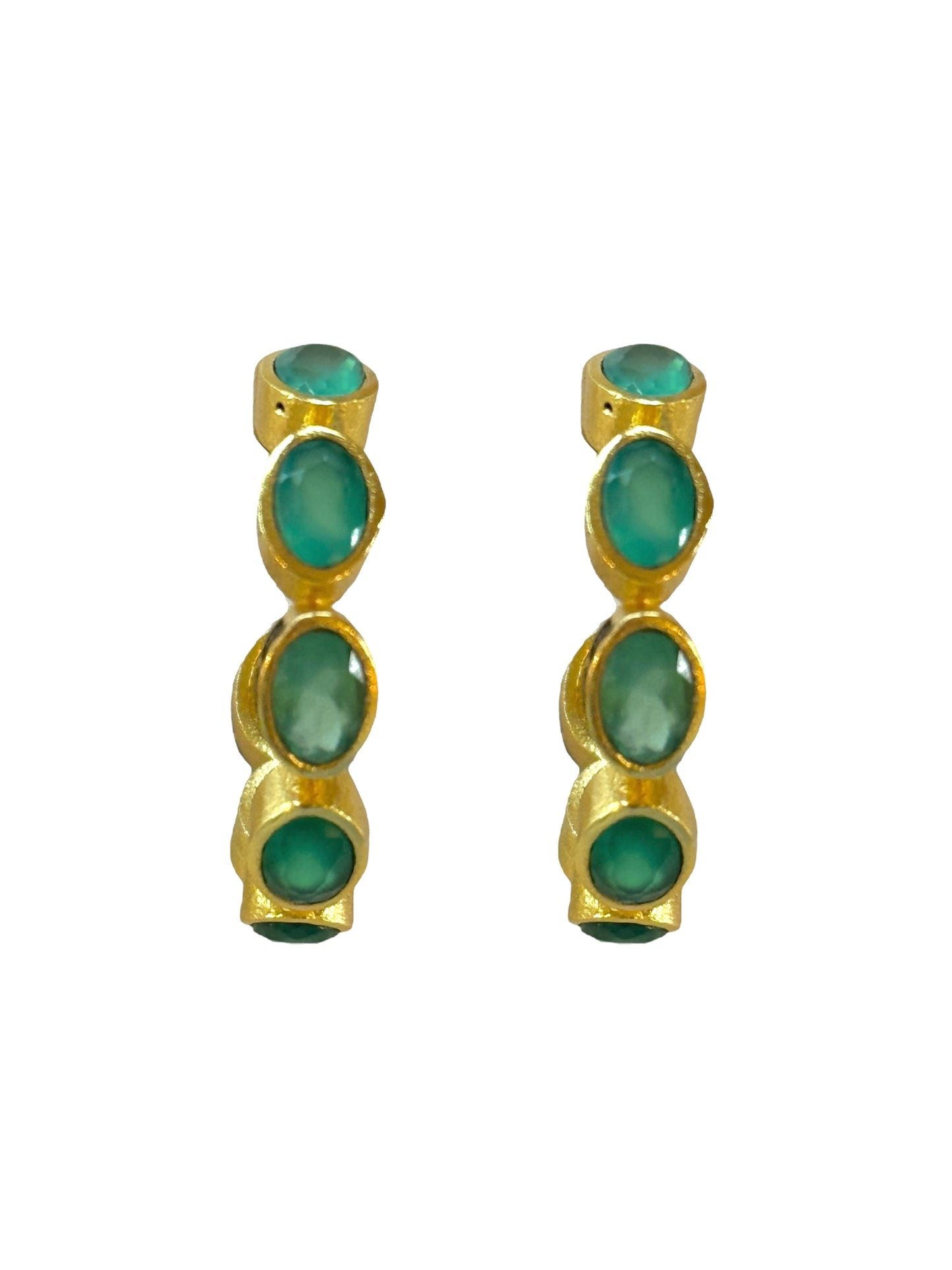 Green Onyx Hoop Earrings