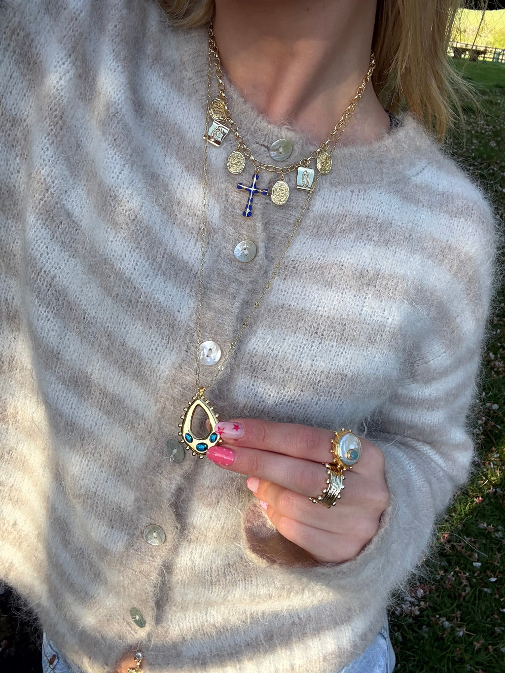 Delilah Long Necklace in Blue