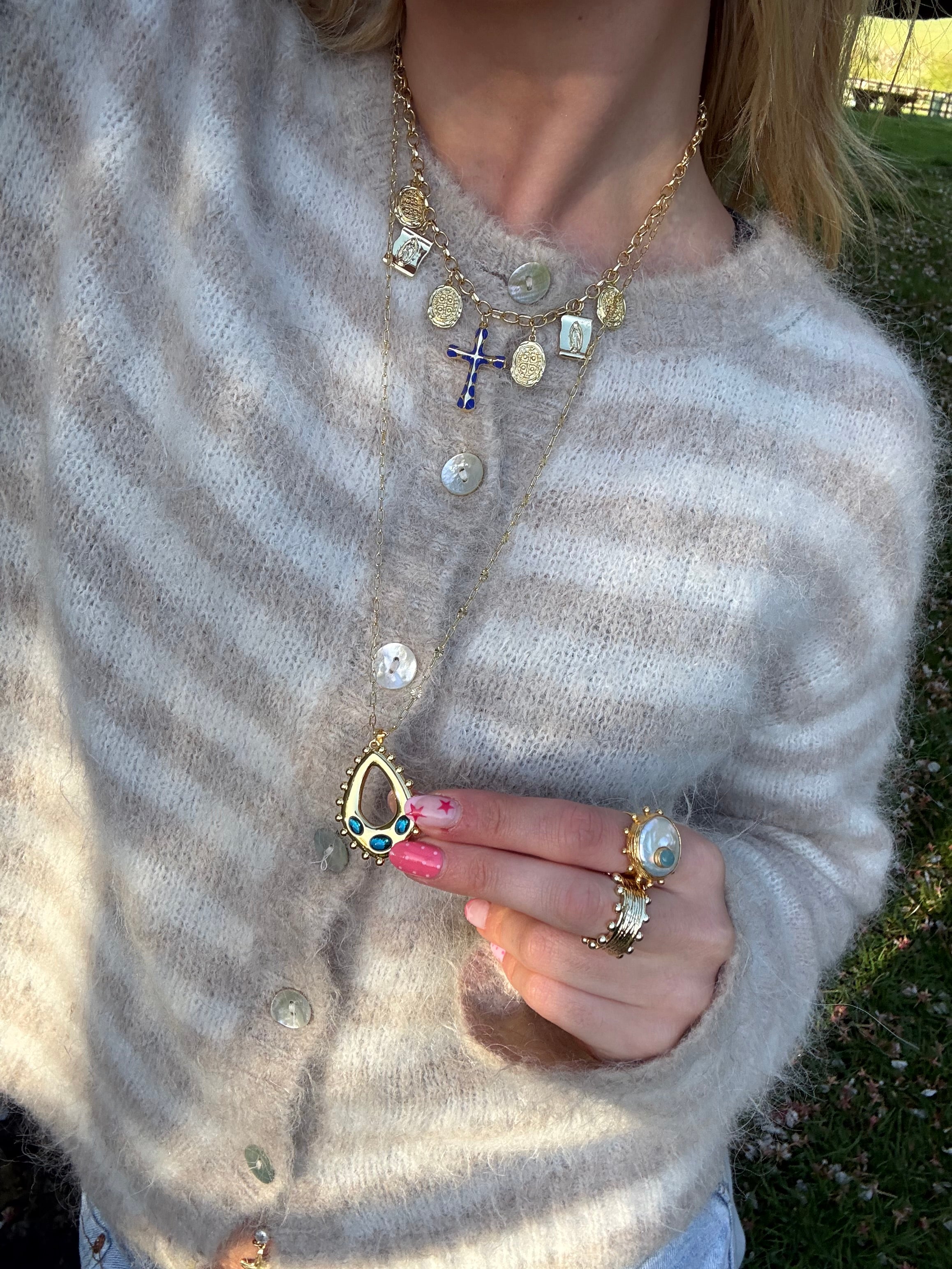 Delilah Long Necklace in Blue