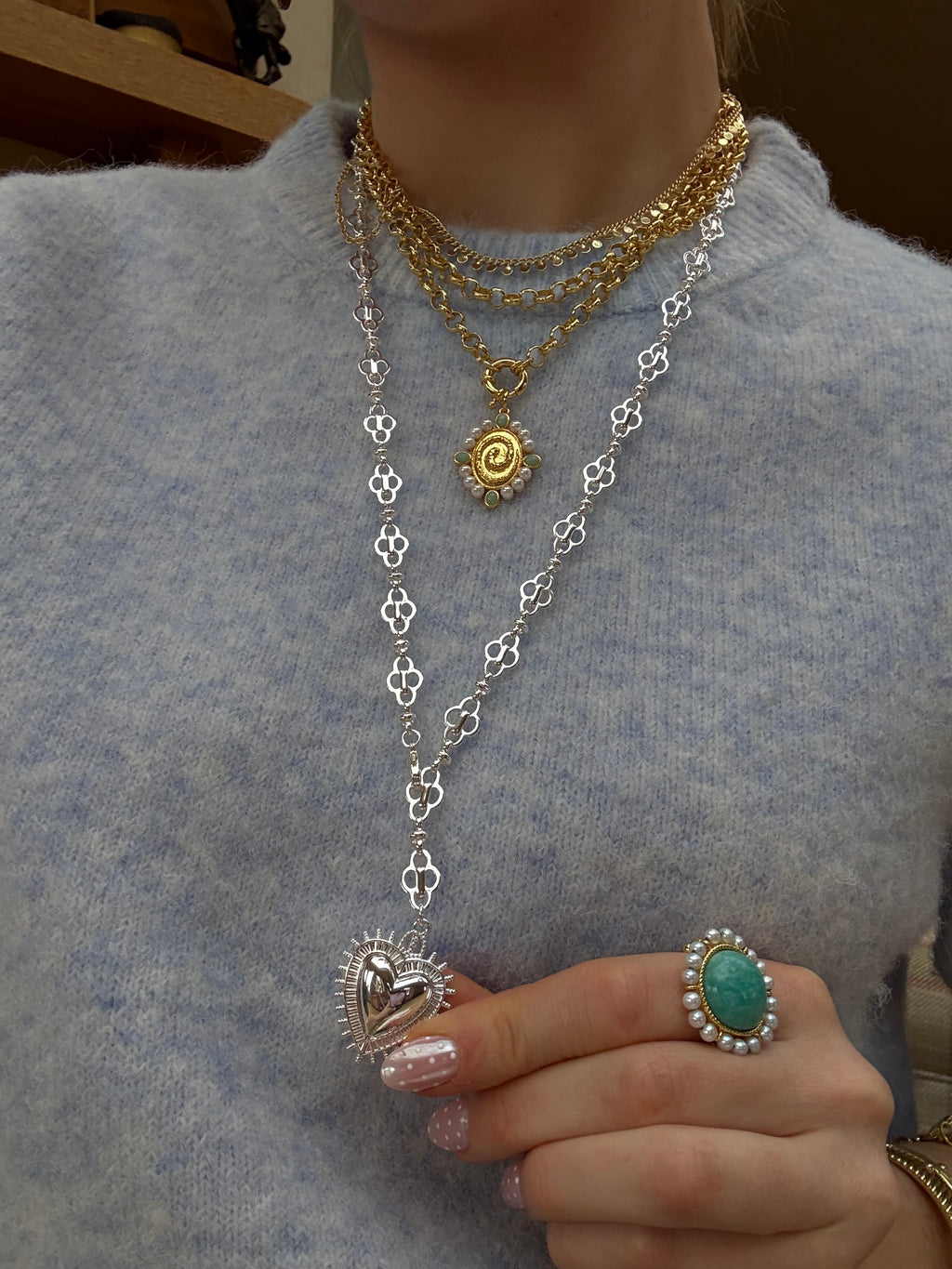 Silver Amour Long Necklace