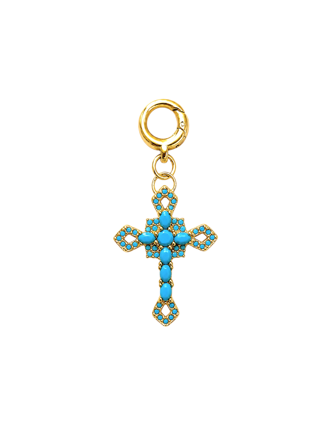 Turquoise Stone Cross Clip-On Charm