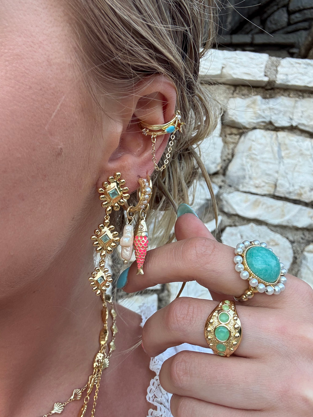 Amalia Earrings in Aqua