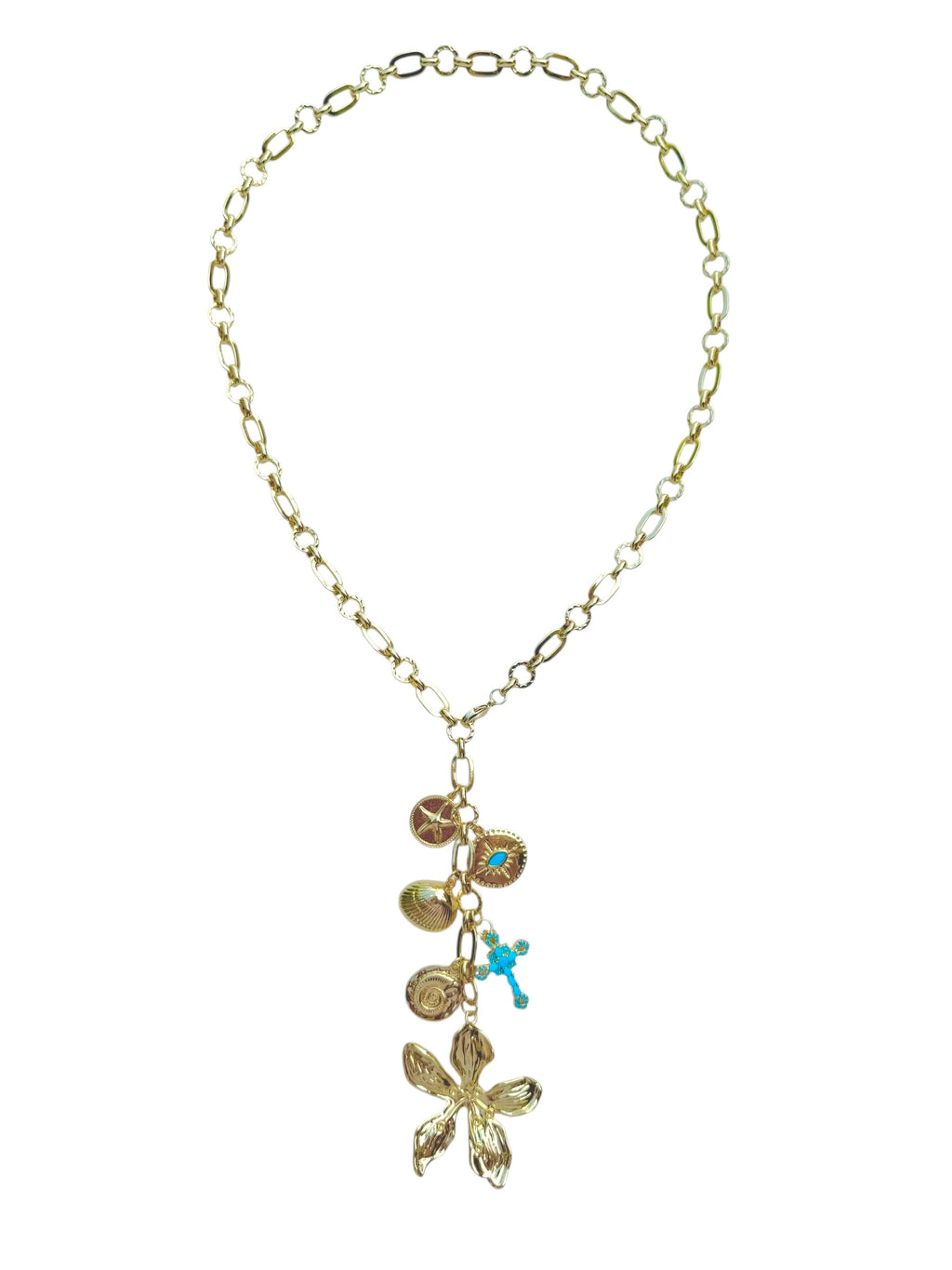 Tropical Trail Long Necklace in Gold