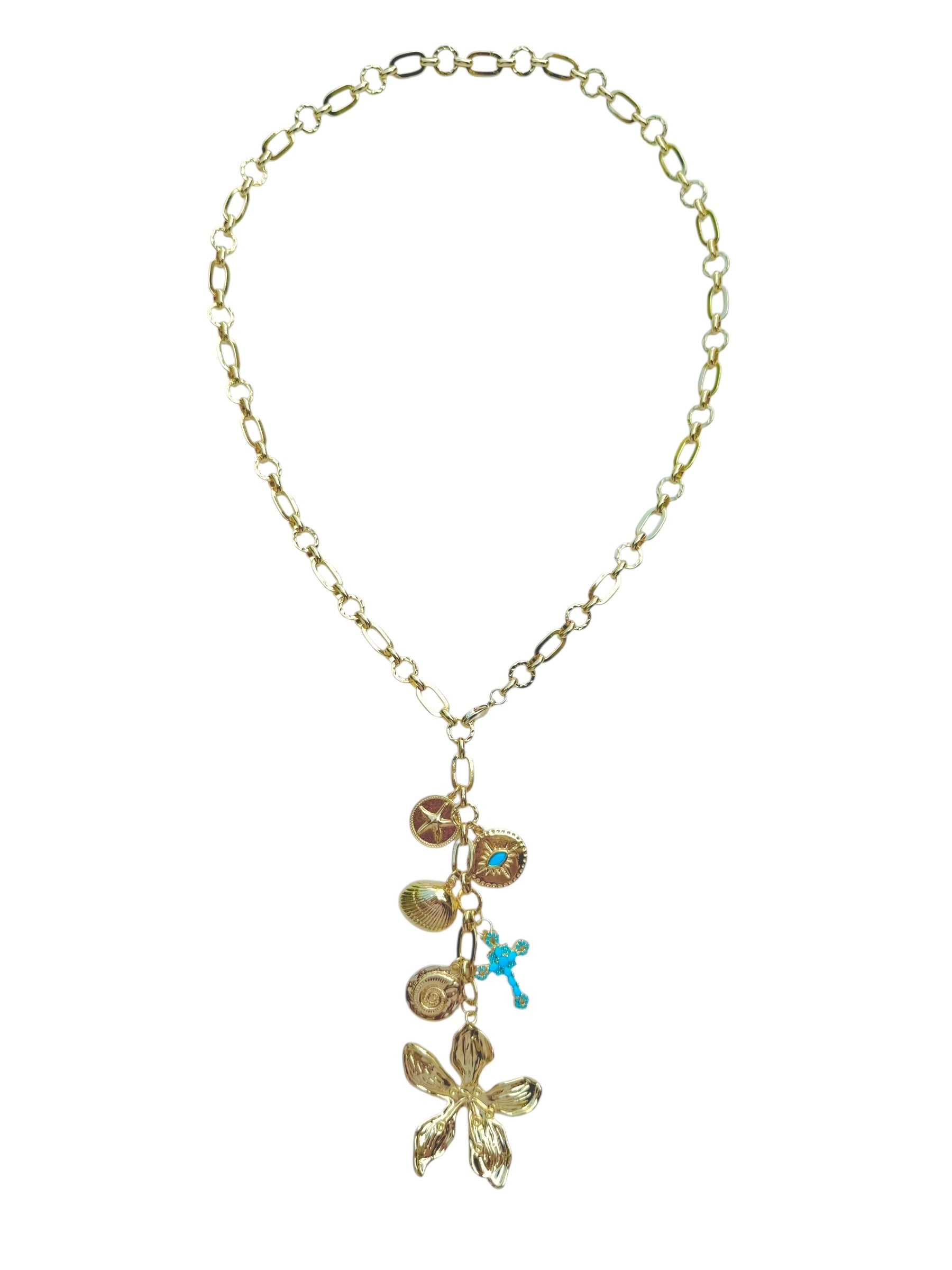 Tropical Trail Long Necklace in Gold