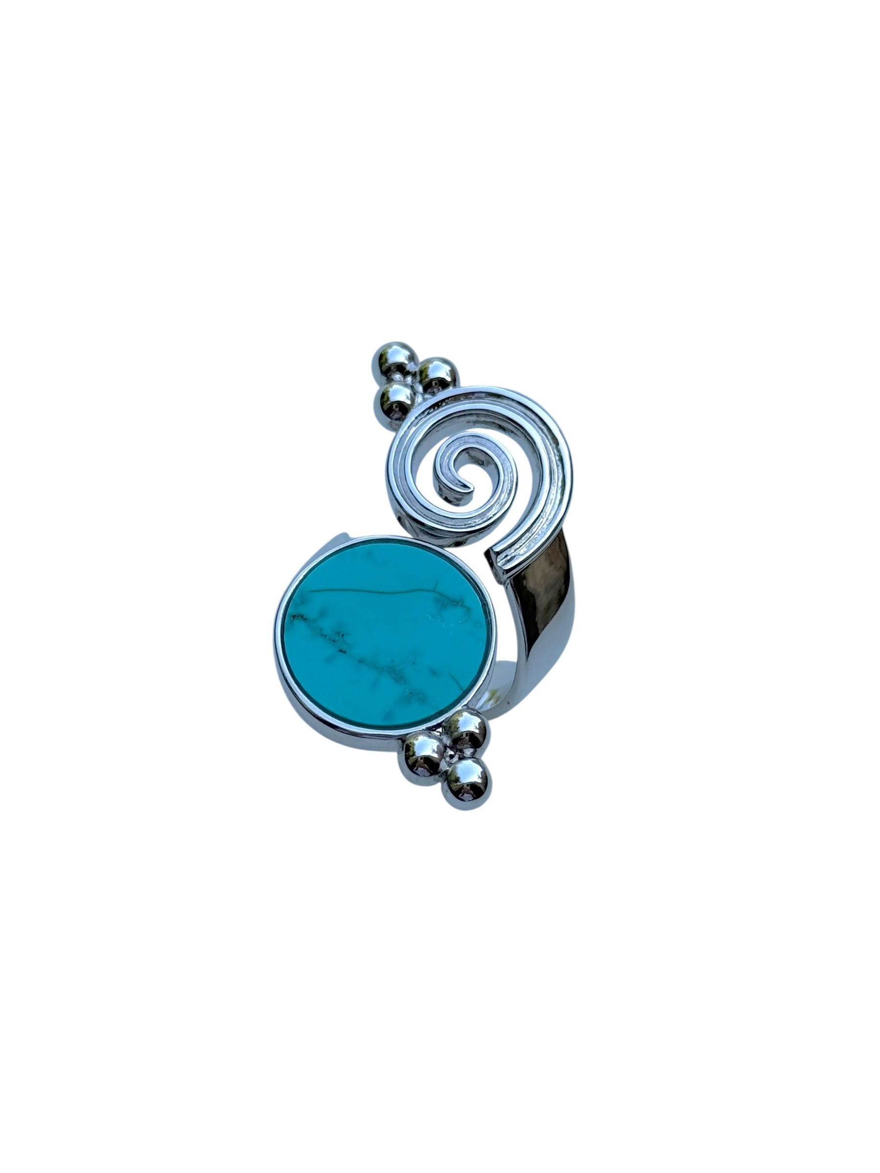 Silver Turquoise Swirl Ring
