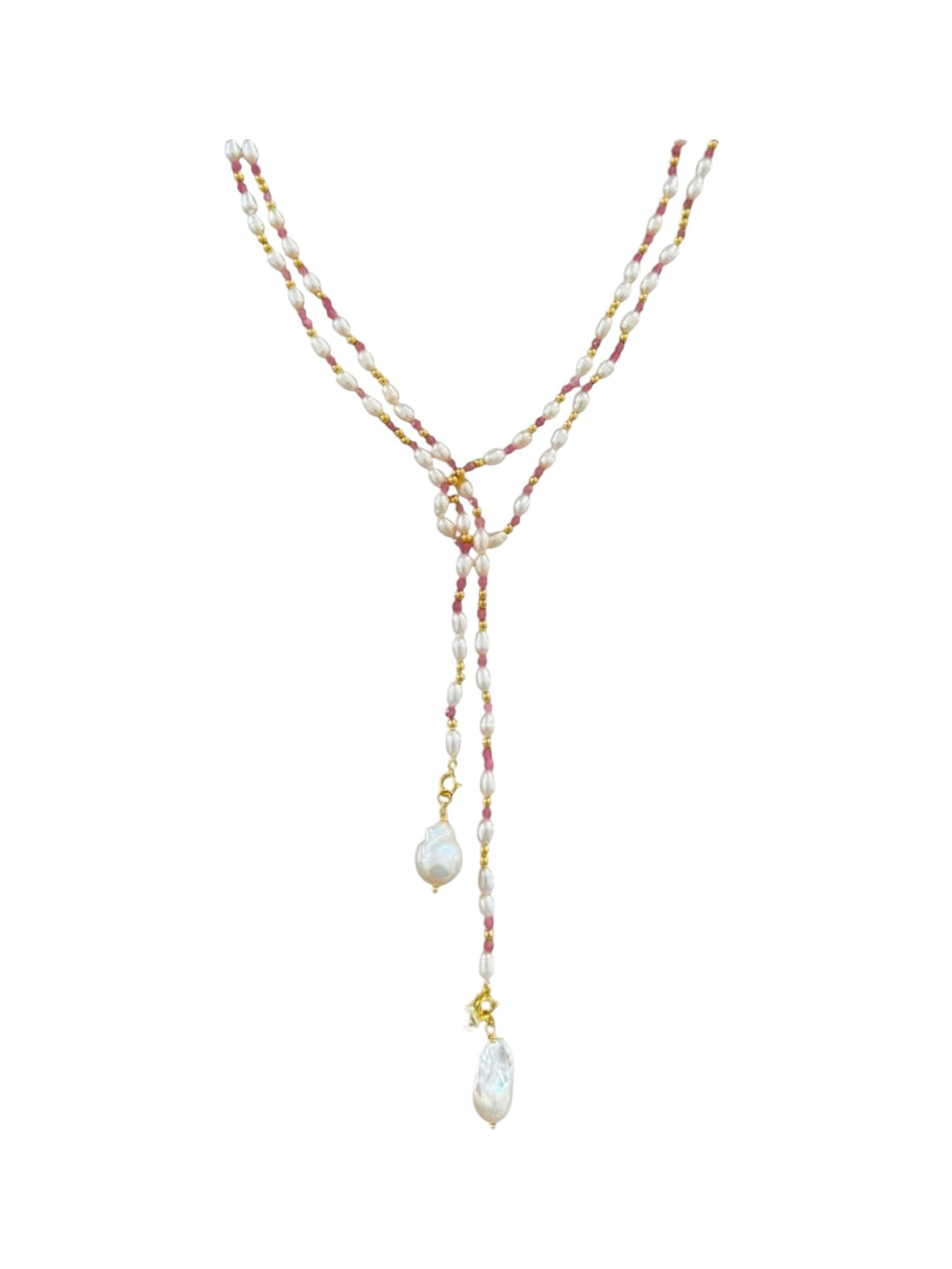 Pink Pearl Drift Long Necklace