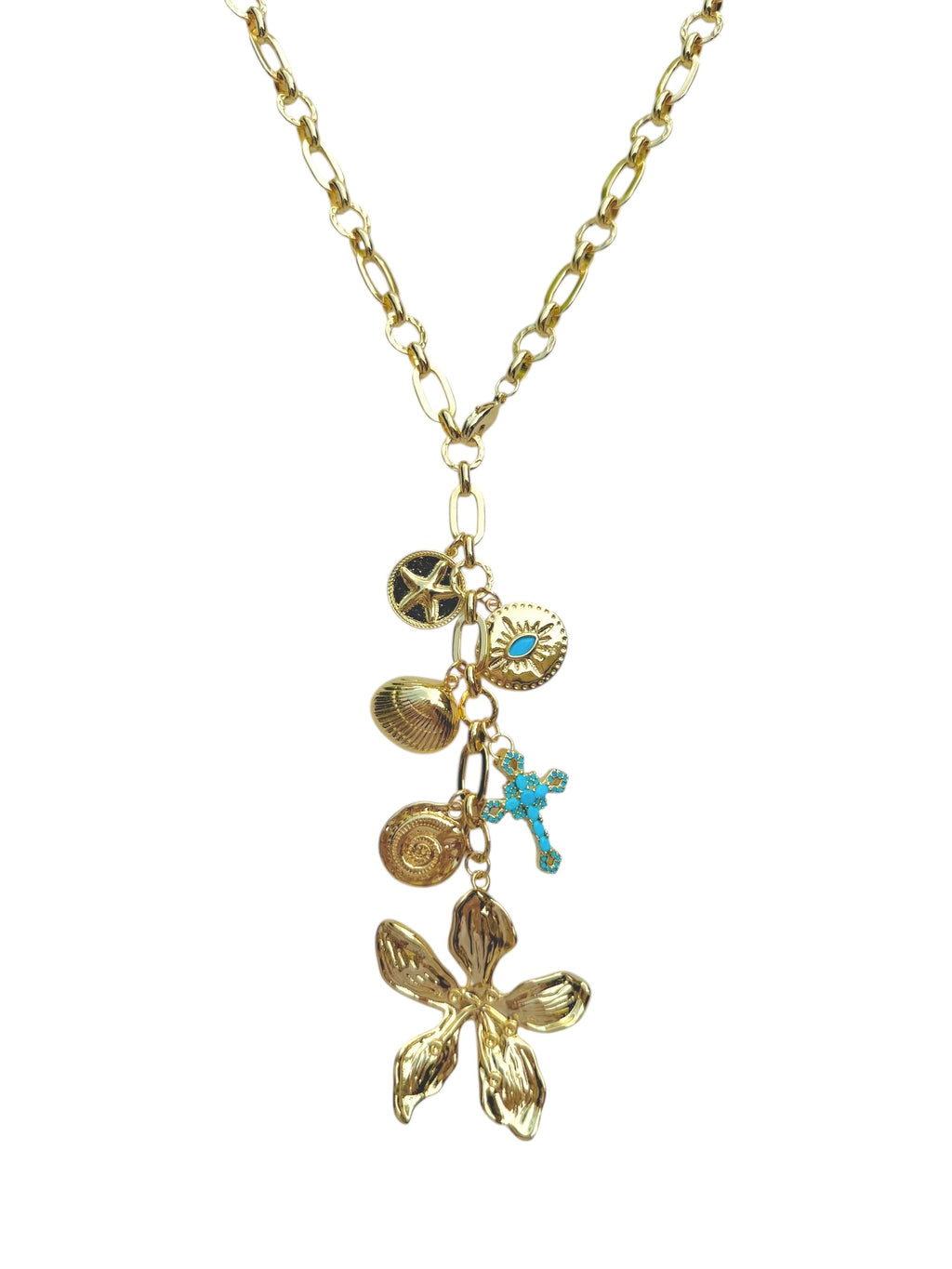 Tropical Trail Long Necklace in Gold