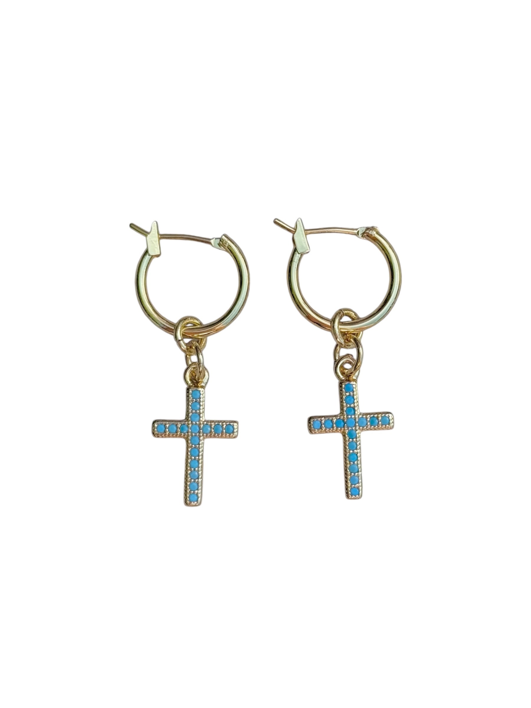 Turquoise Cross Earrings