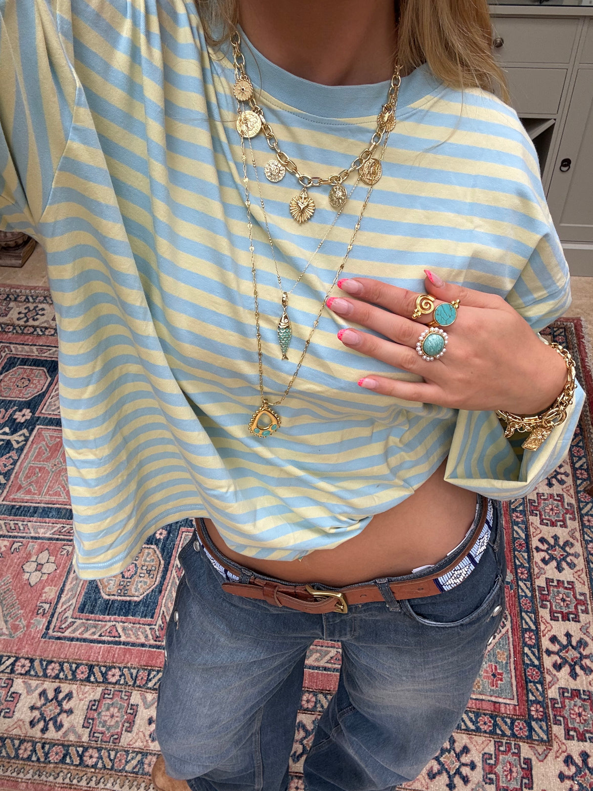 Delilah Long Necklace in Aqua