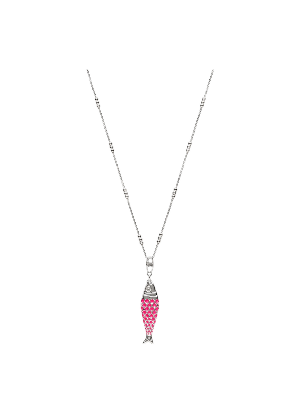 Silver Pink Fish Necklace