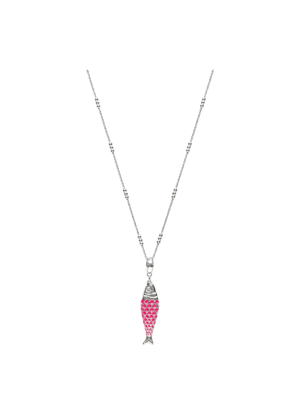 Silver Pink Fish Necklace