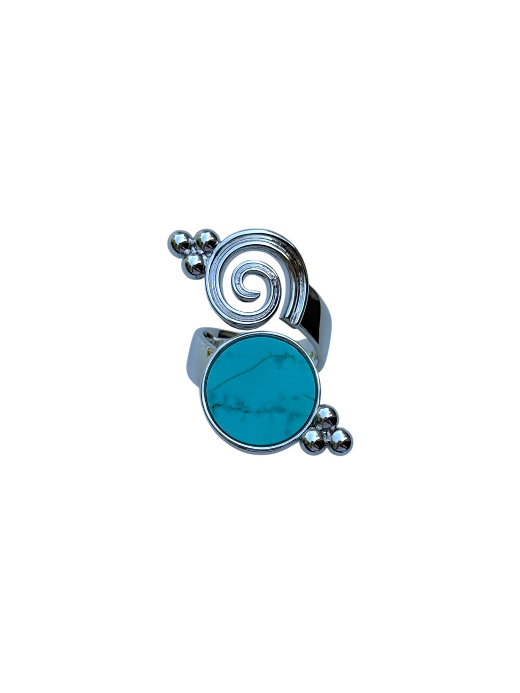 Silver Turquoise Swirl Ring