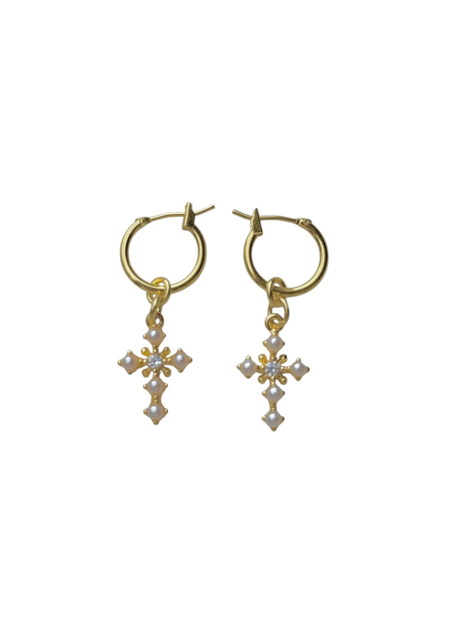 Pearl Cross Earrings