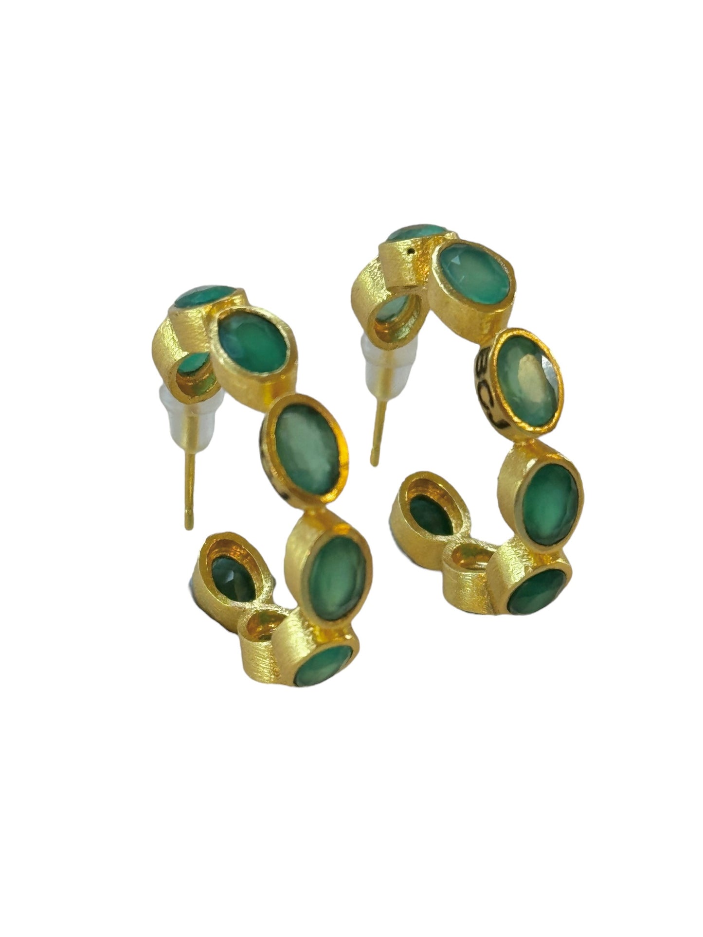 Green Onyx Hoop Earrings