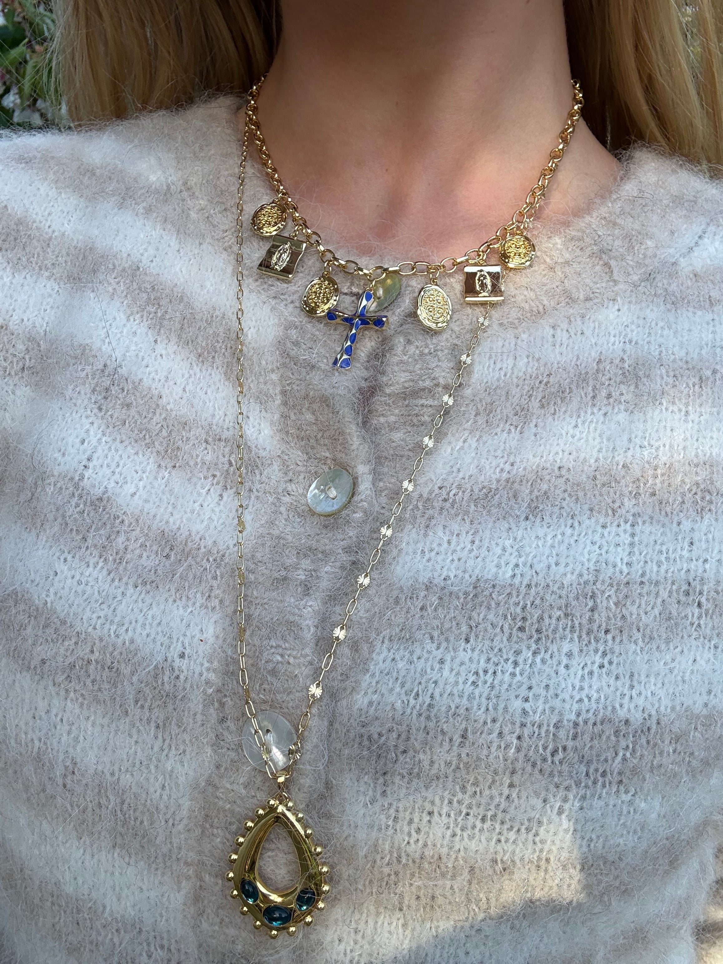 Delilah Long Necklace in Blue
