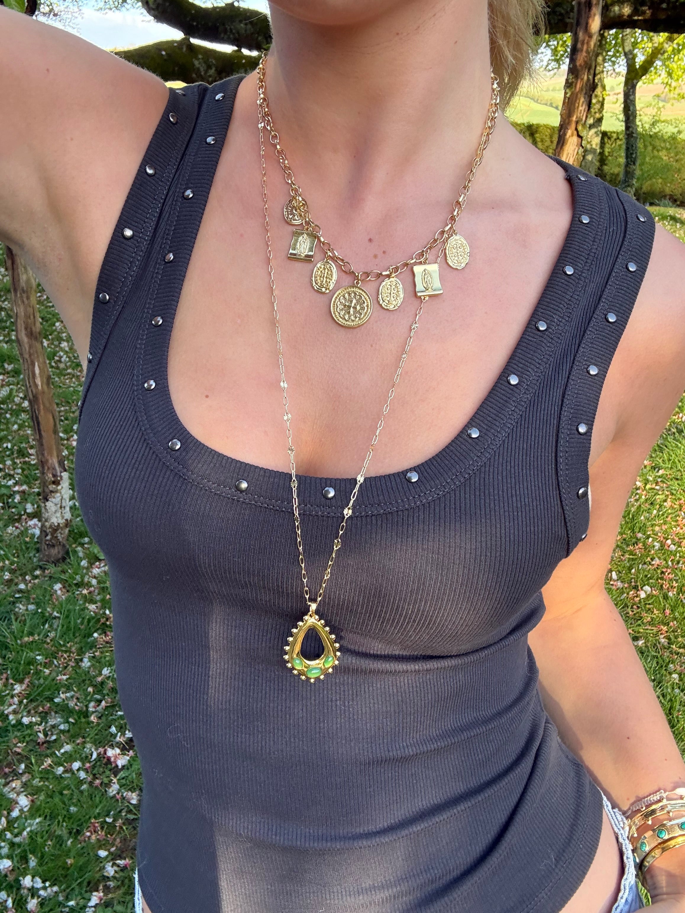 Delilah Long Necklace in Green