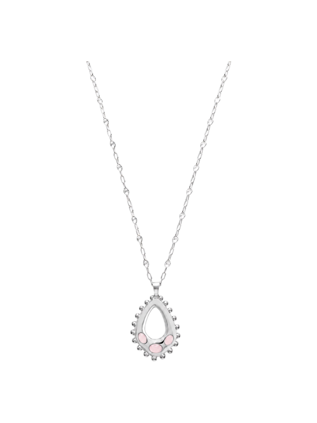 Silver Delilah Long Necklace in Pink