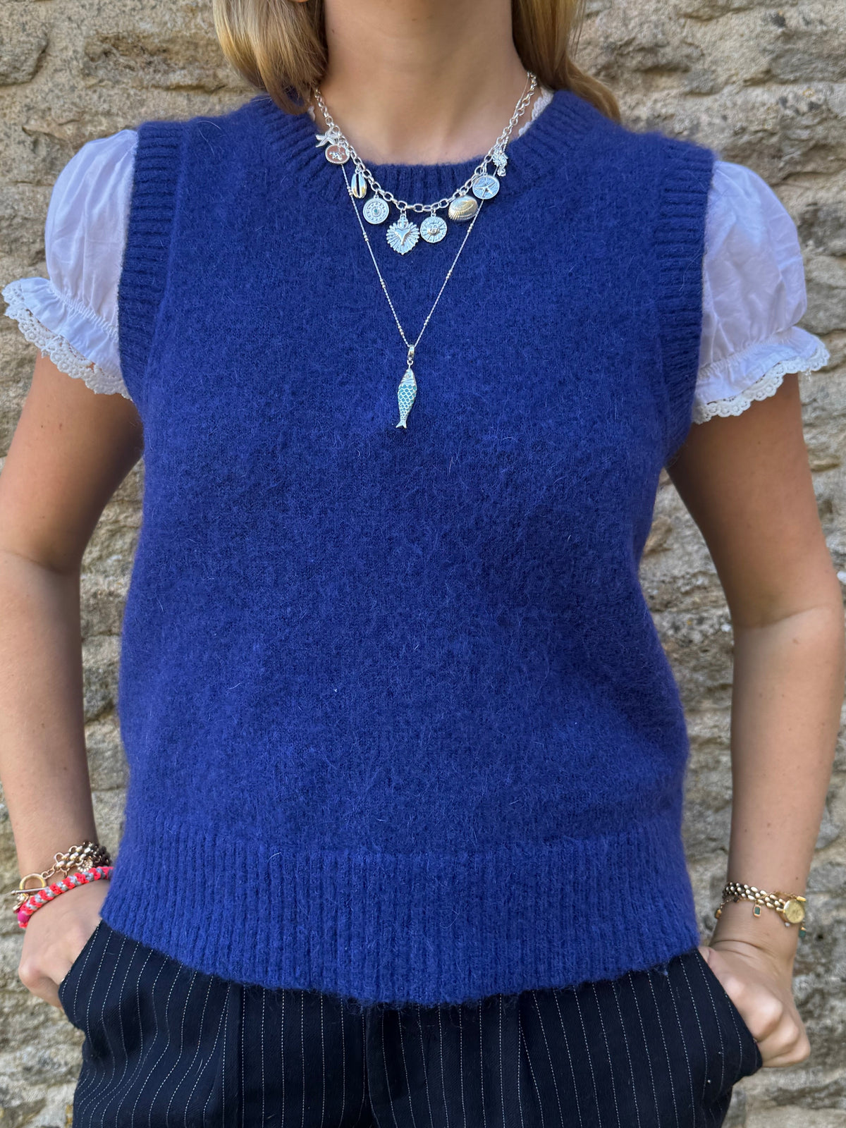 Silver Aqua Fish Necklace