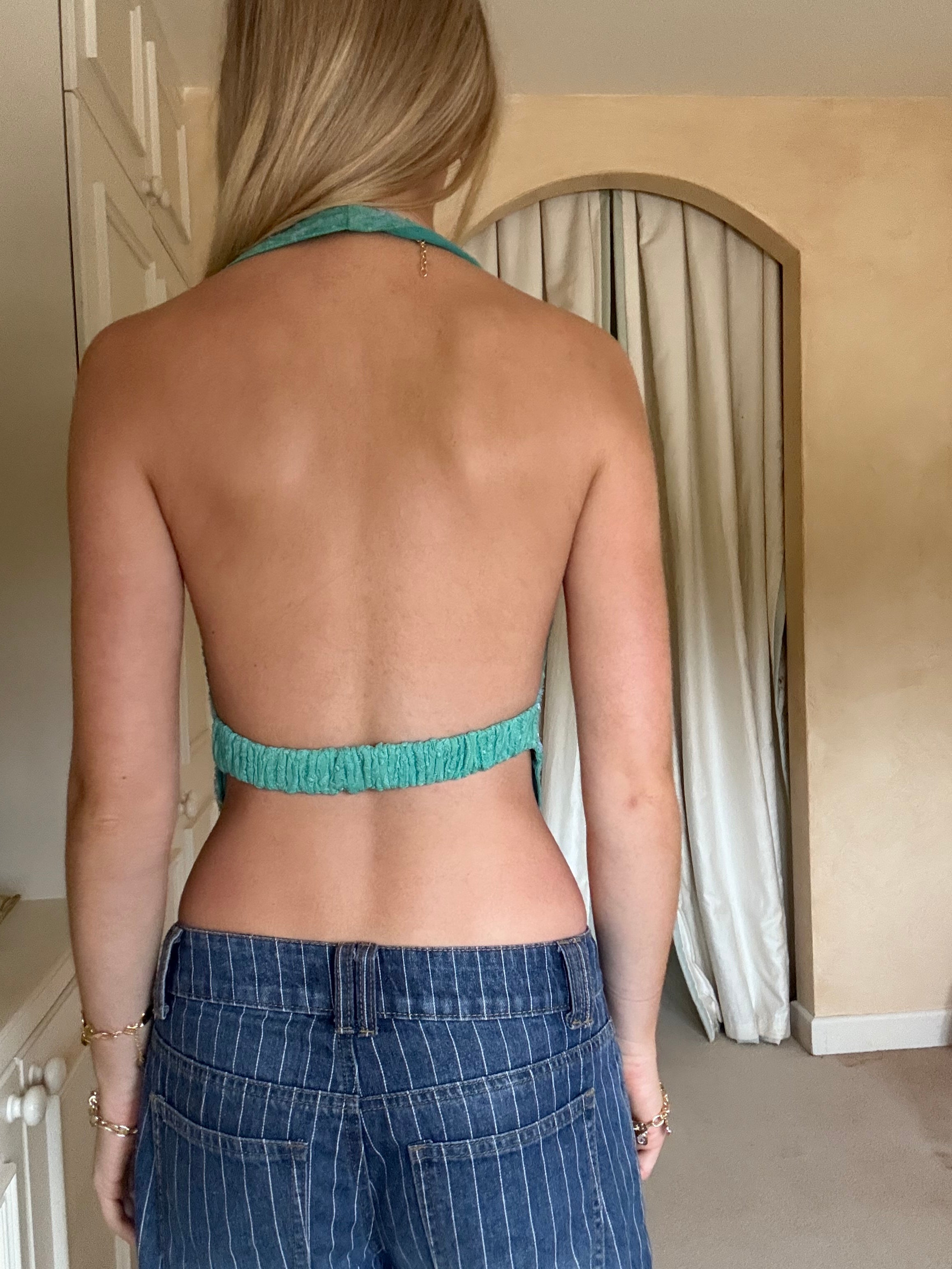 Turquoise Paisley Cowl Neck Top