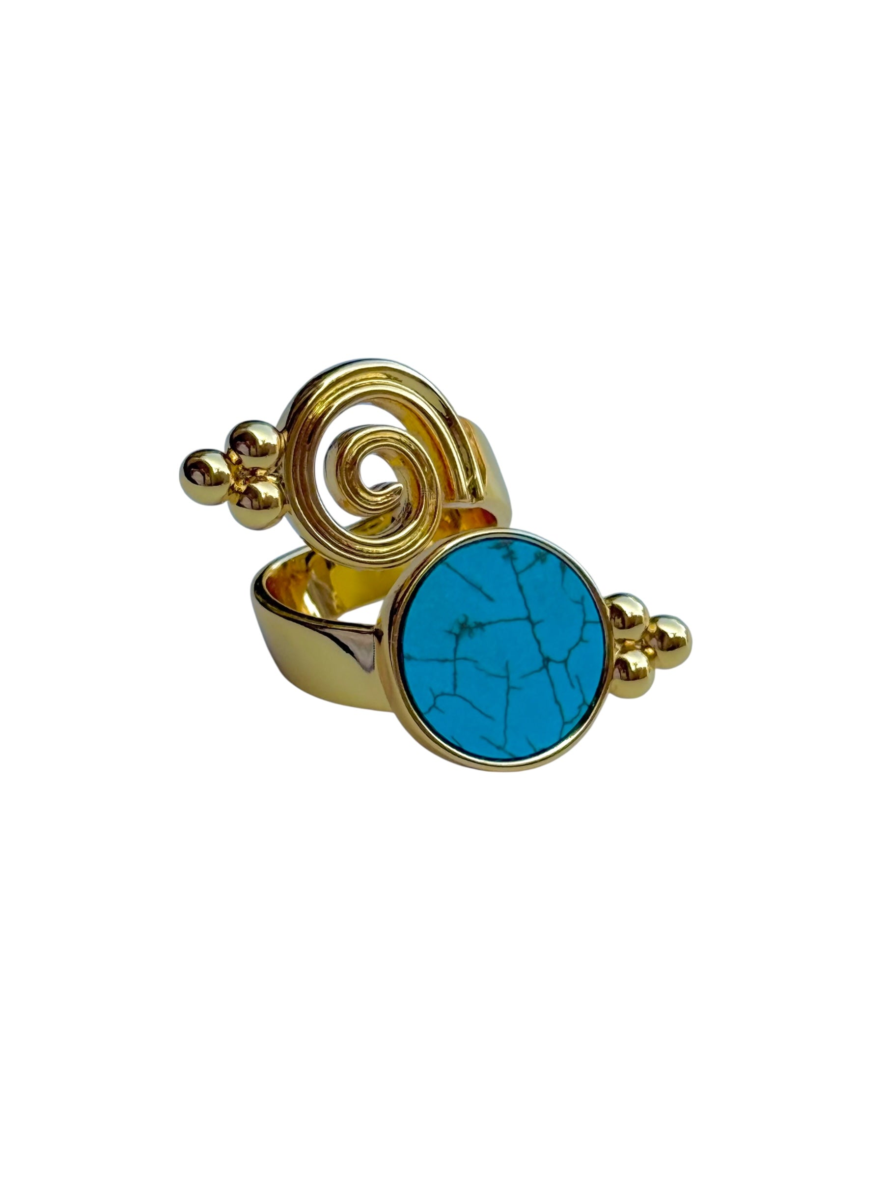 Turquoise Swirl Ring in Gold