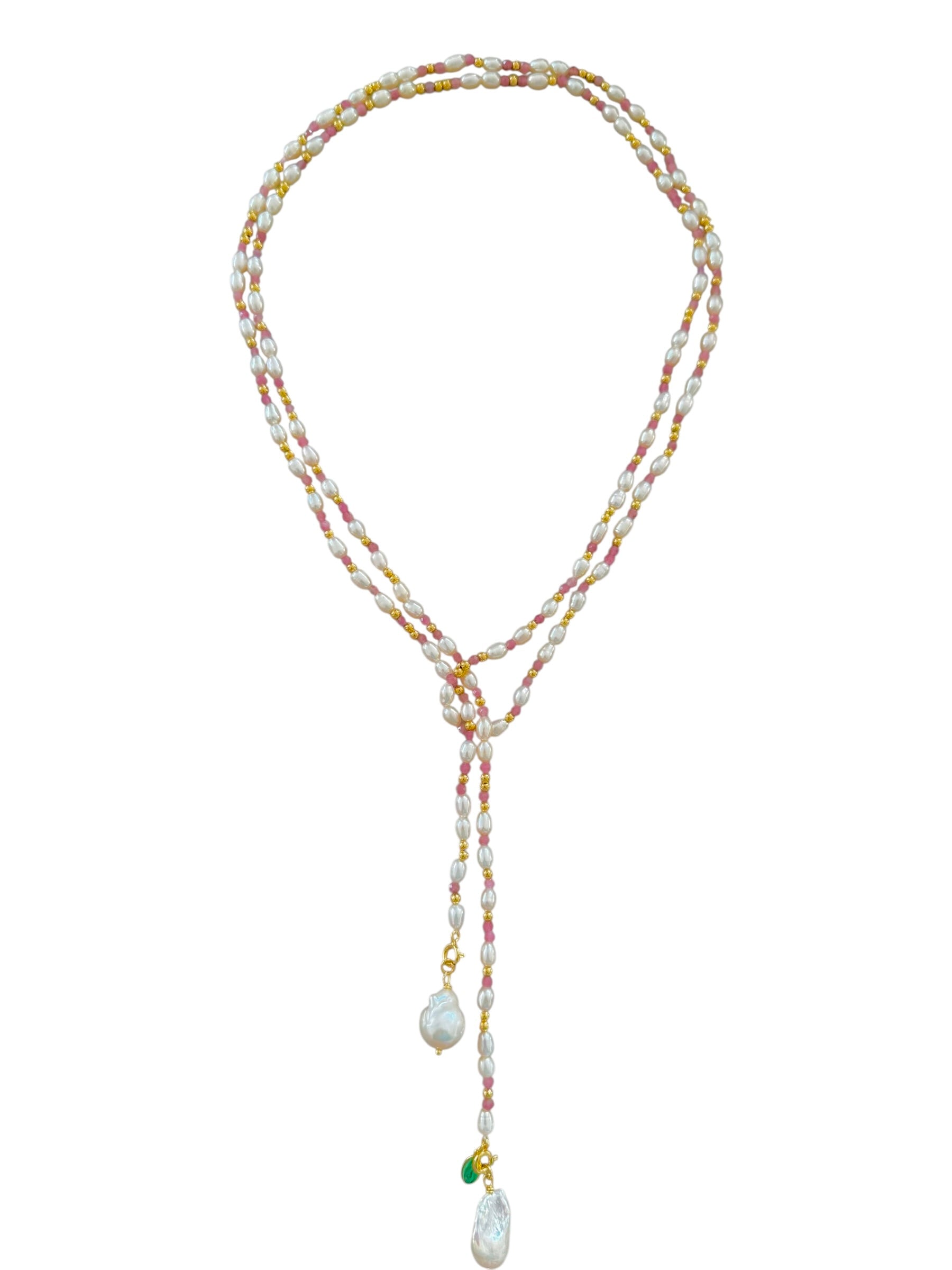 Pink Pearl Drift Long Necklace