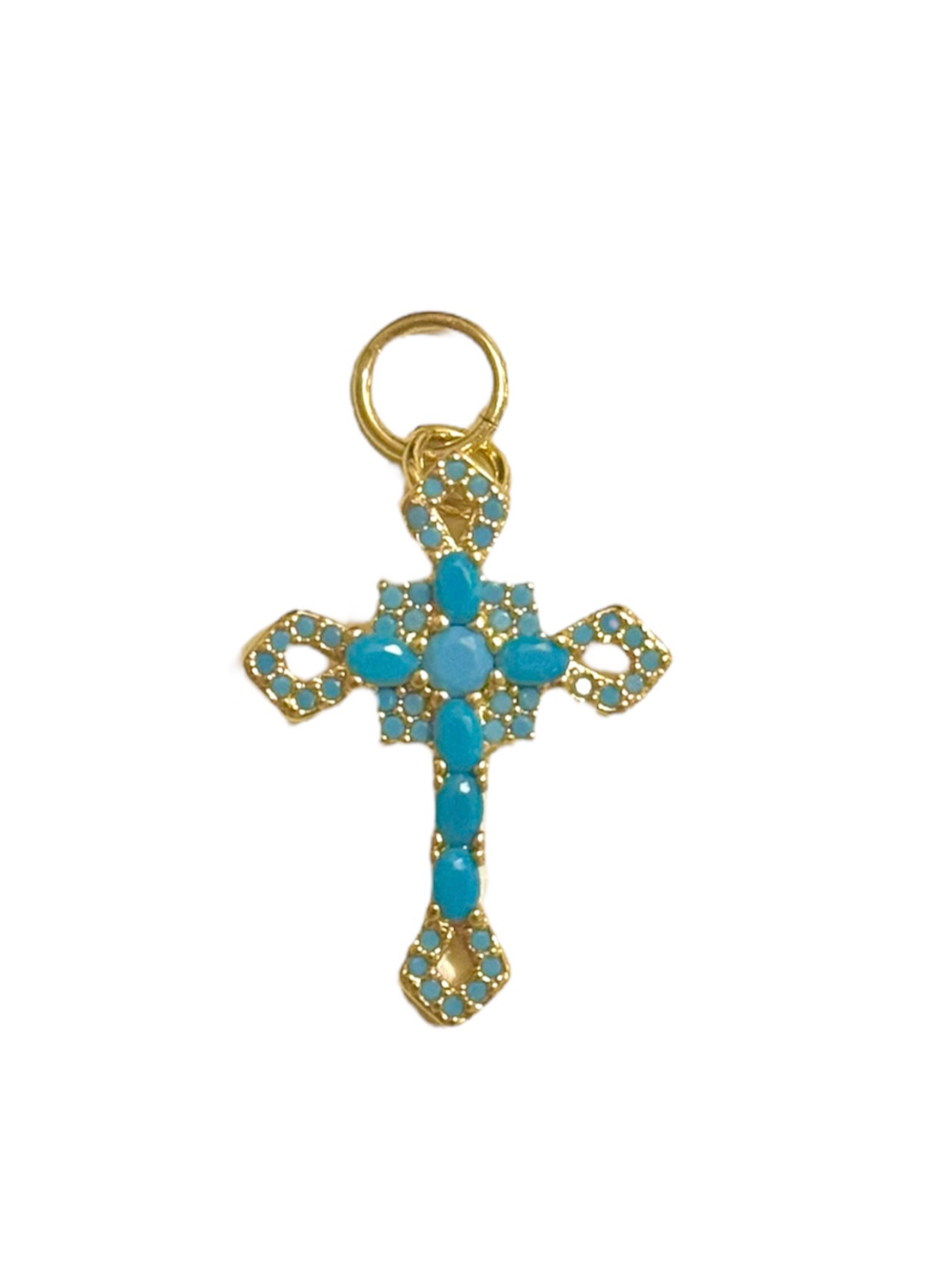 Turquoise Cross Loop-on Charm