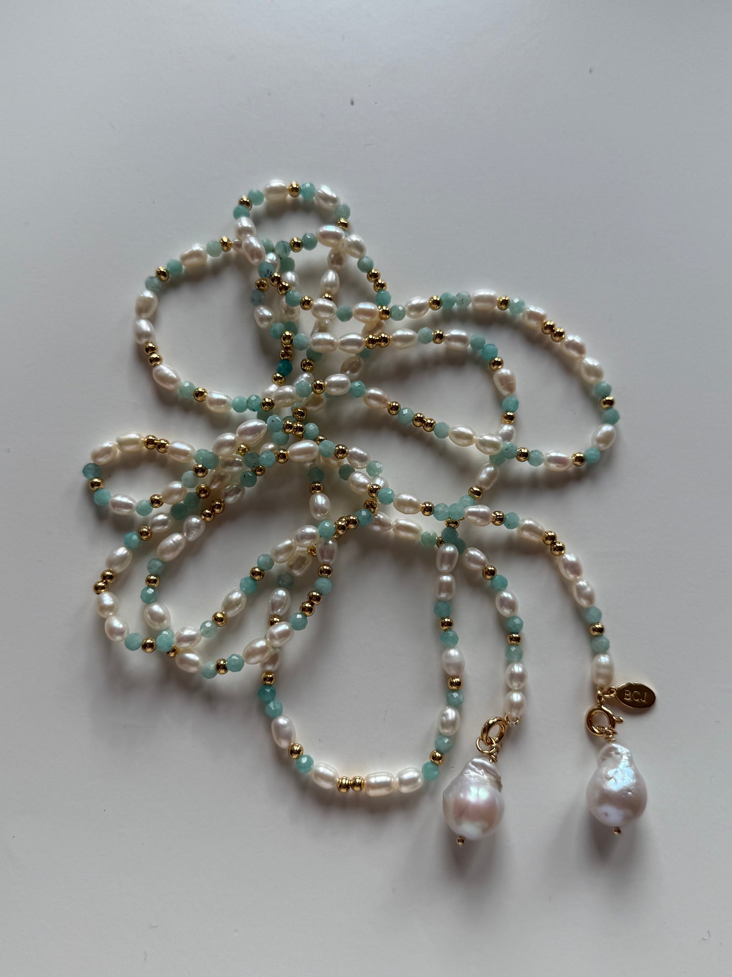 Azure Pearl Drift Long Necklace