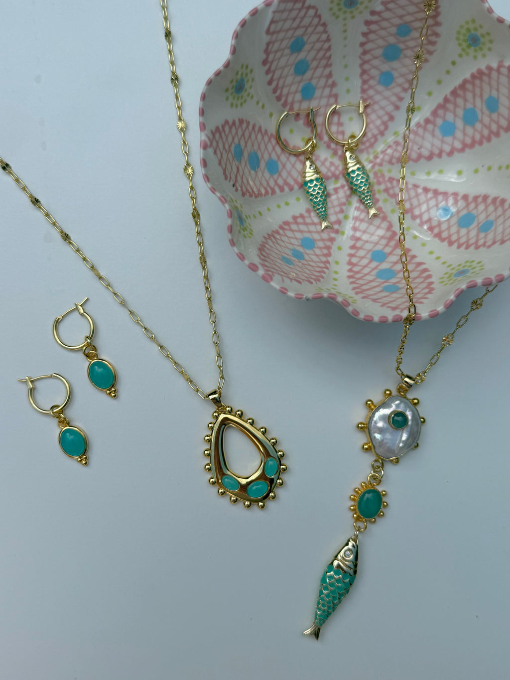 Delilah Long Necklace in Aqua