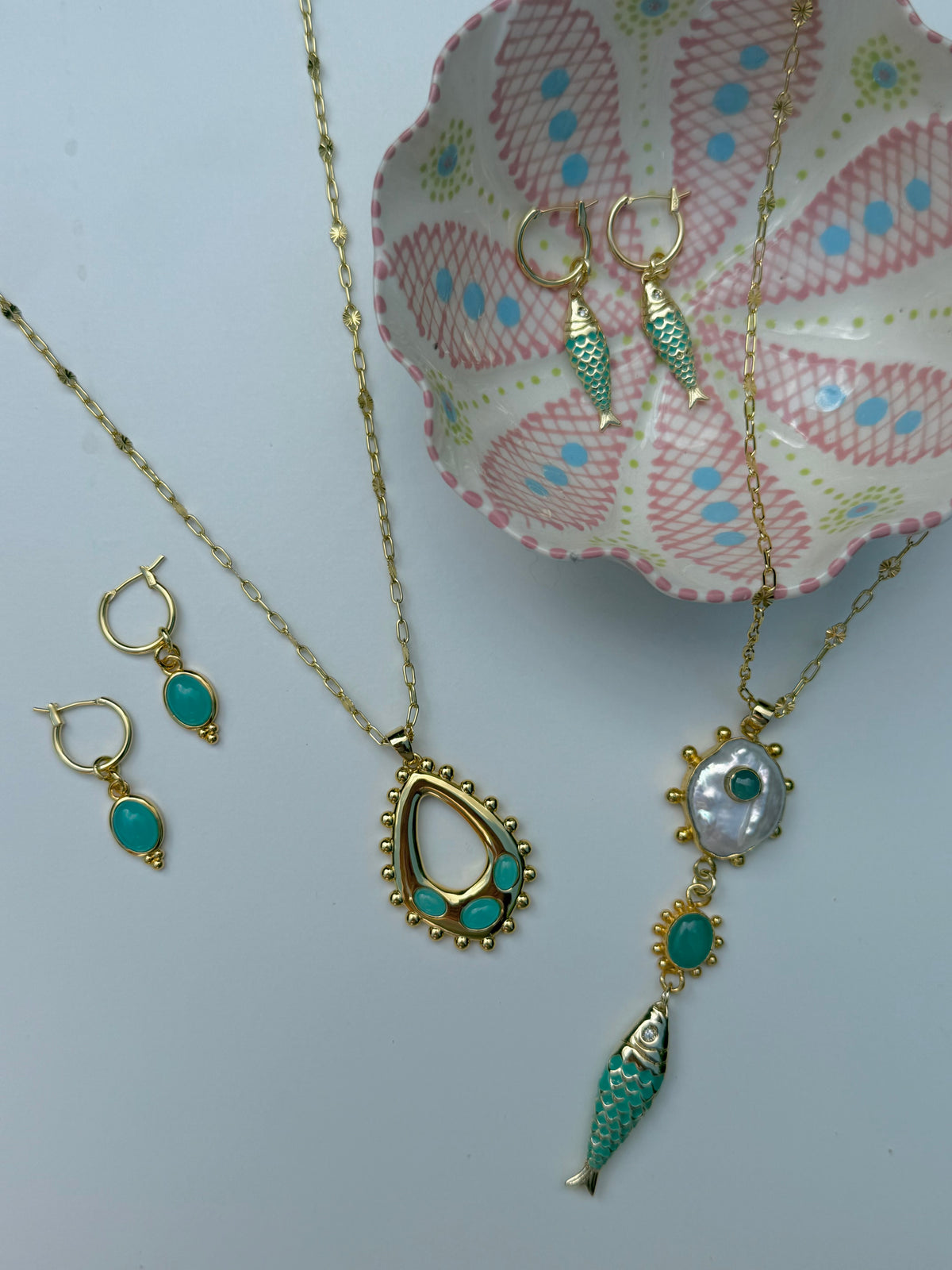 Delilah Long Necklace in Aqua