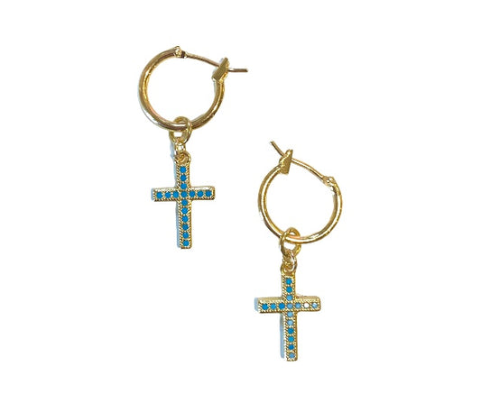 Turquoise Cross Earrings