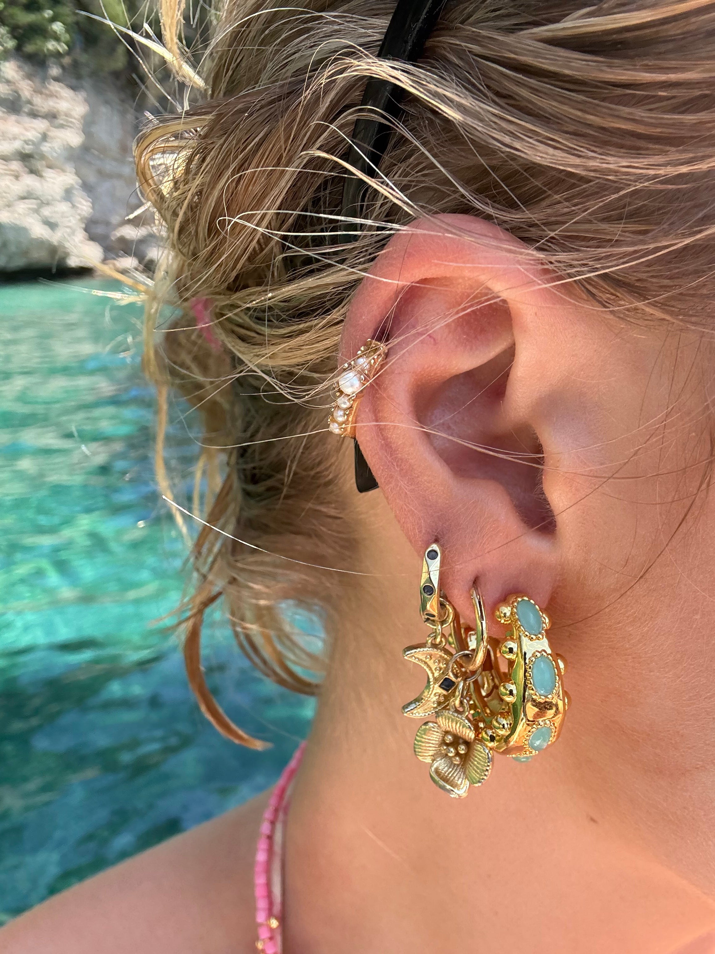 Cordelia Hoops in Aqua