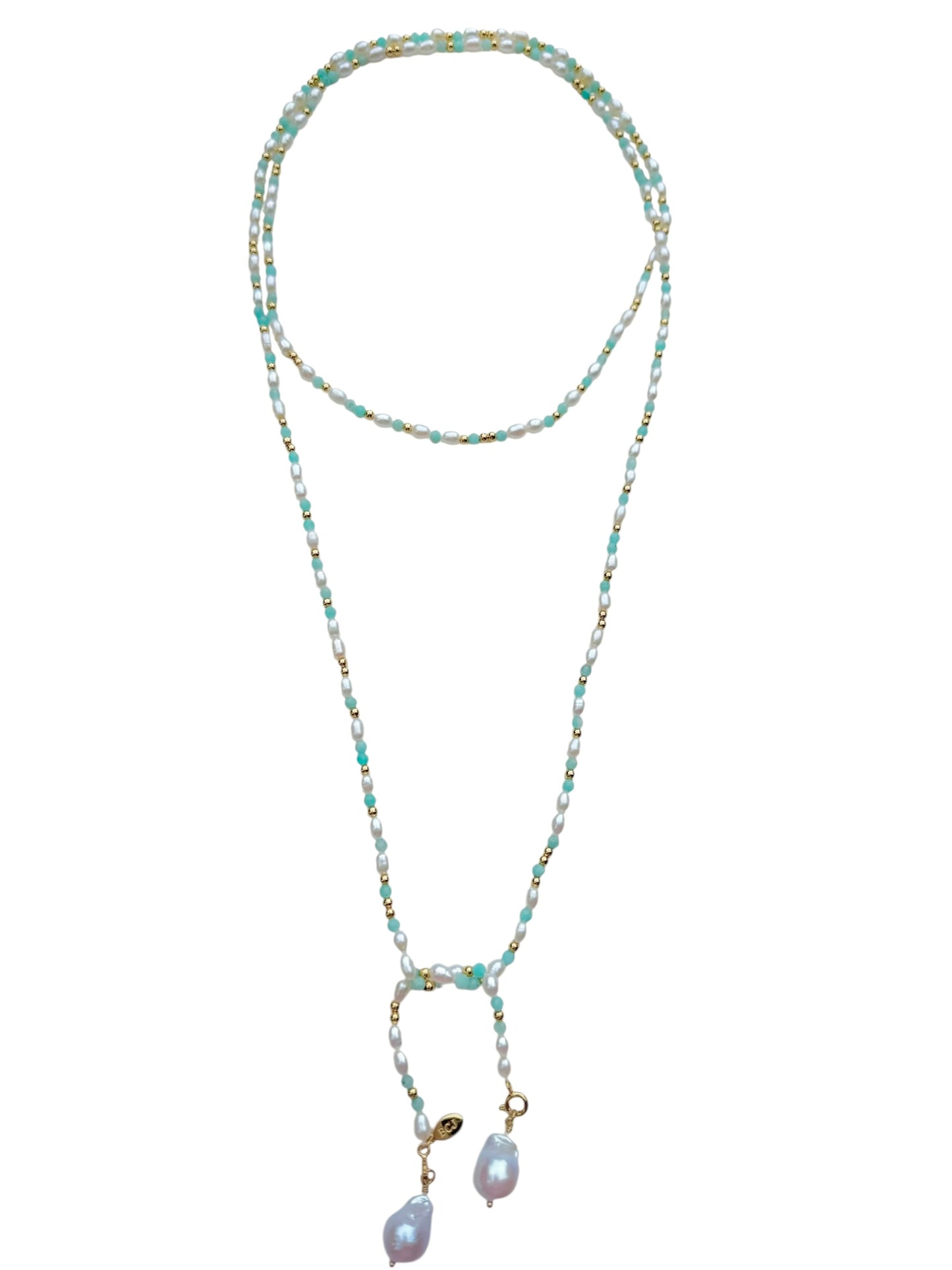Azure Pearl Drift Long Necklace