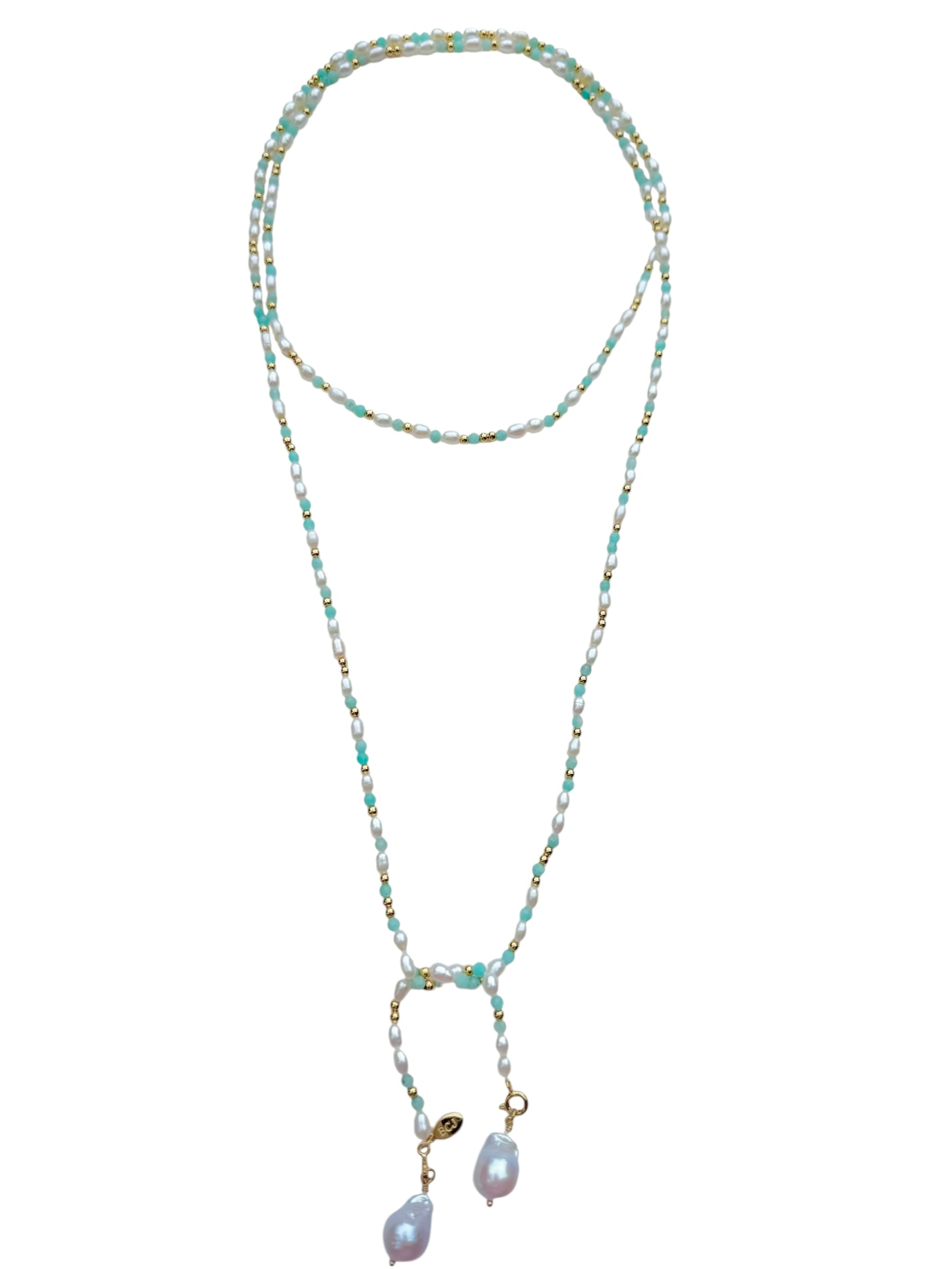 Azure Pearl Drift Long Necklace