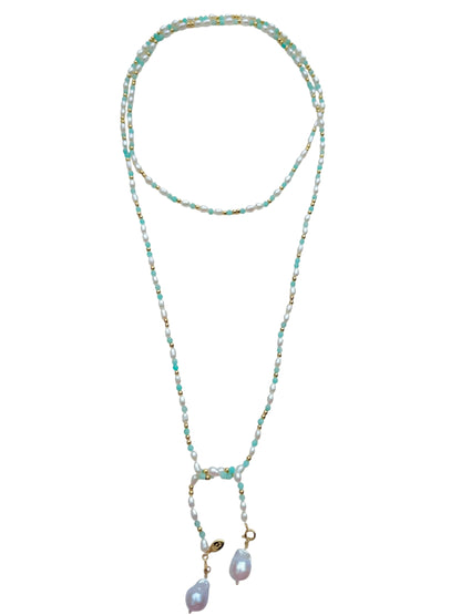 Azure Pearl Drift Long Necklace