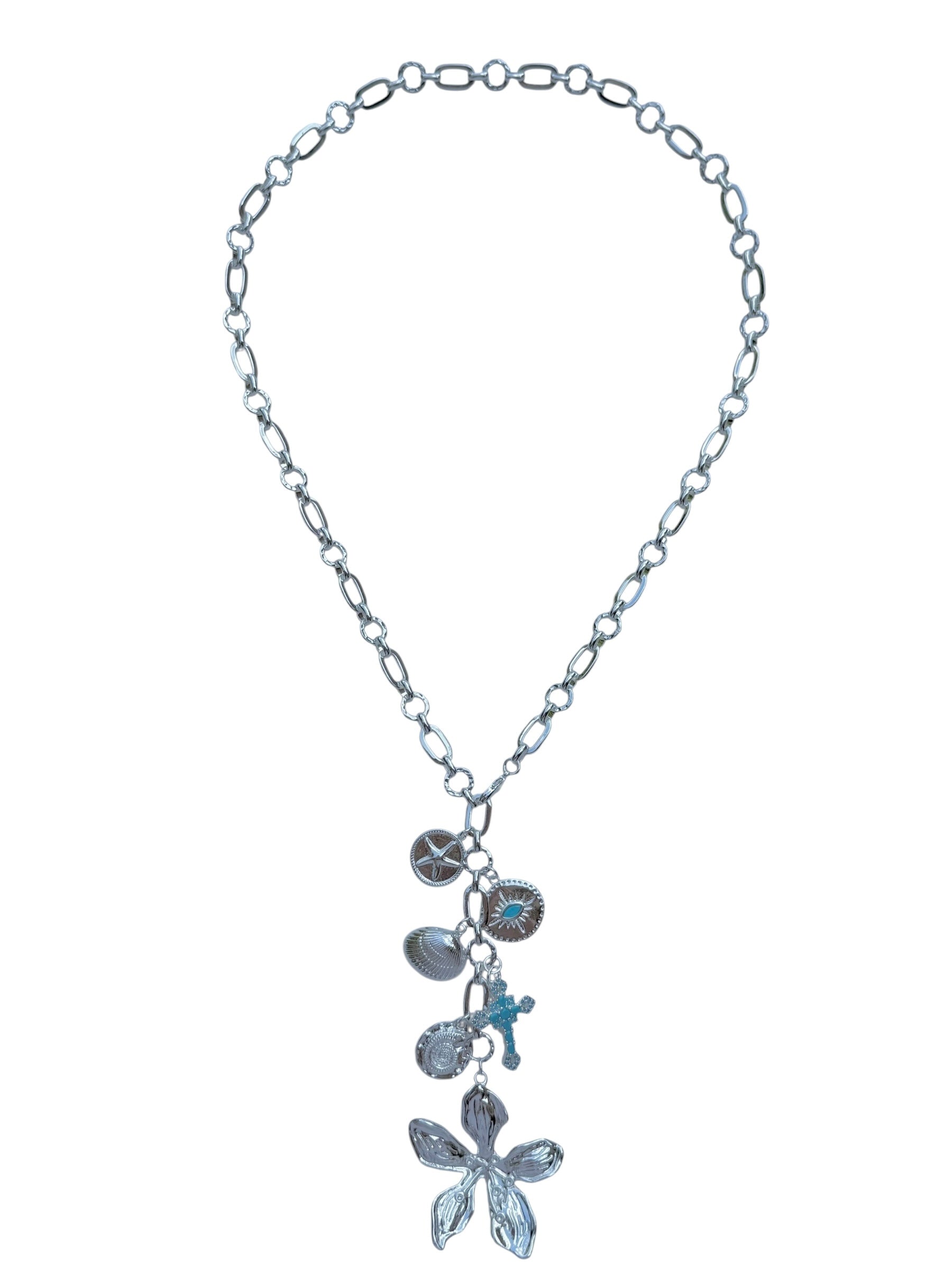 Silver Tropical Trail Long Necklace