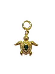 Green Stone Turtle Clip-On Charm