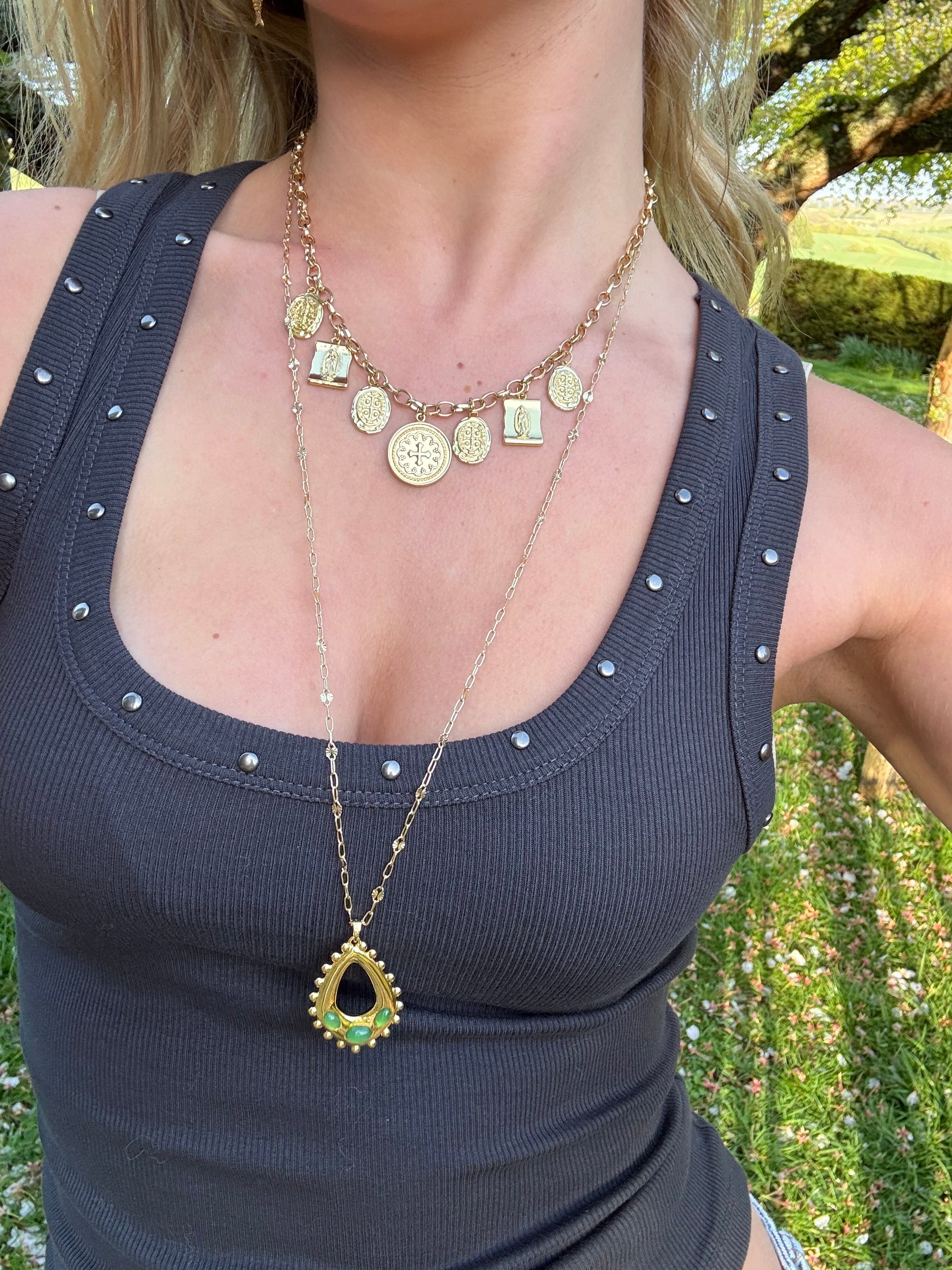 Delilah Long Necklace in Green