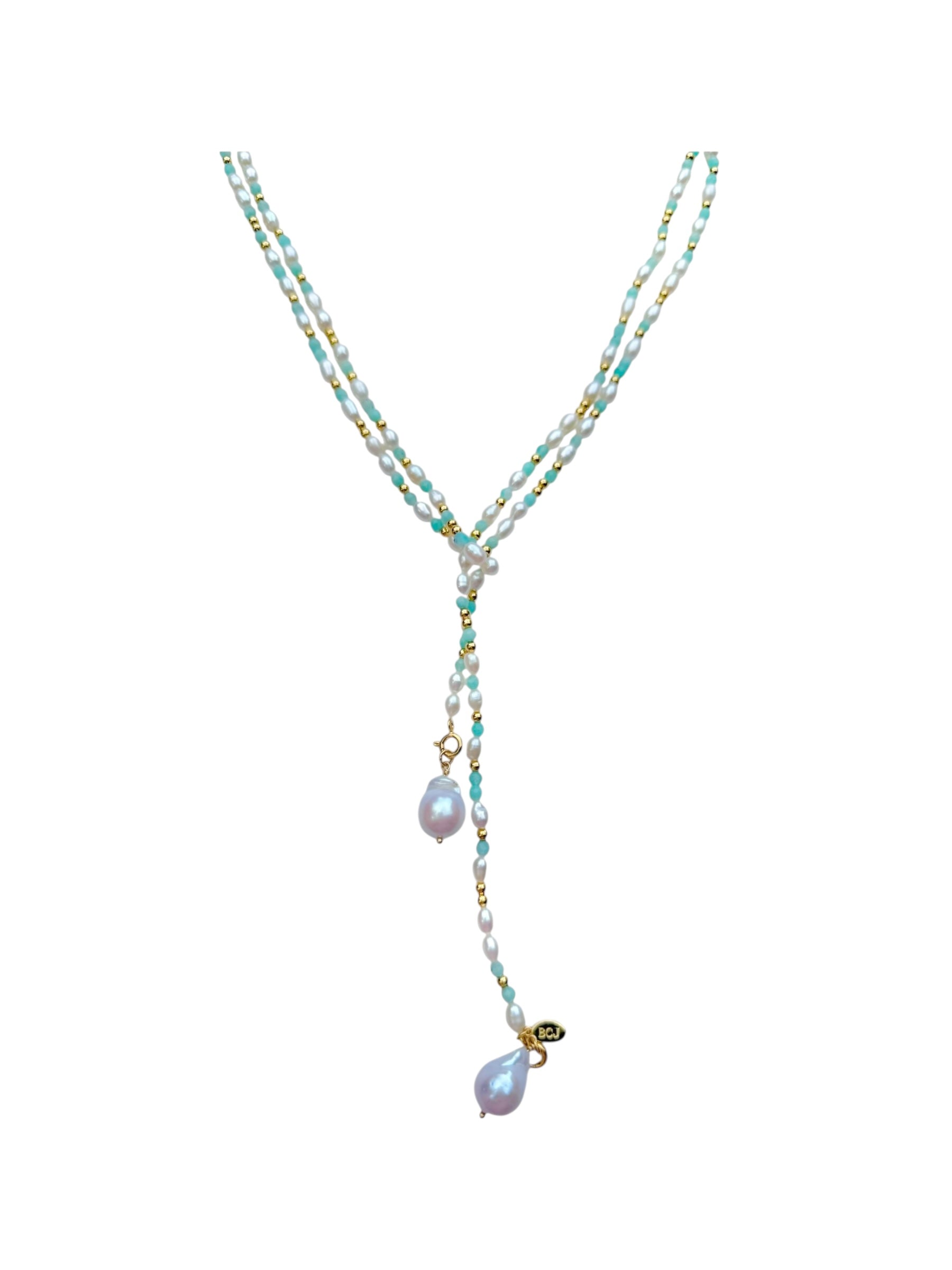 Azure Pearl Drift Long Necklace