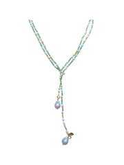 Azure Pearl Drift Long Necklace