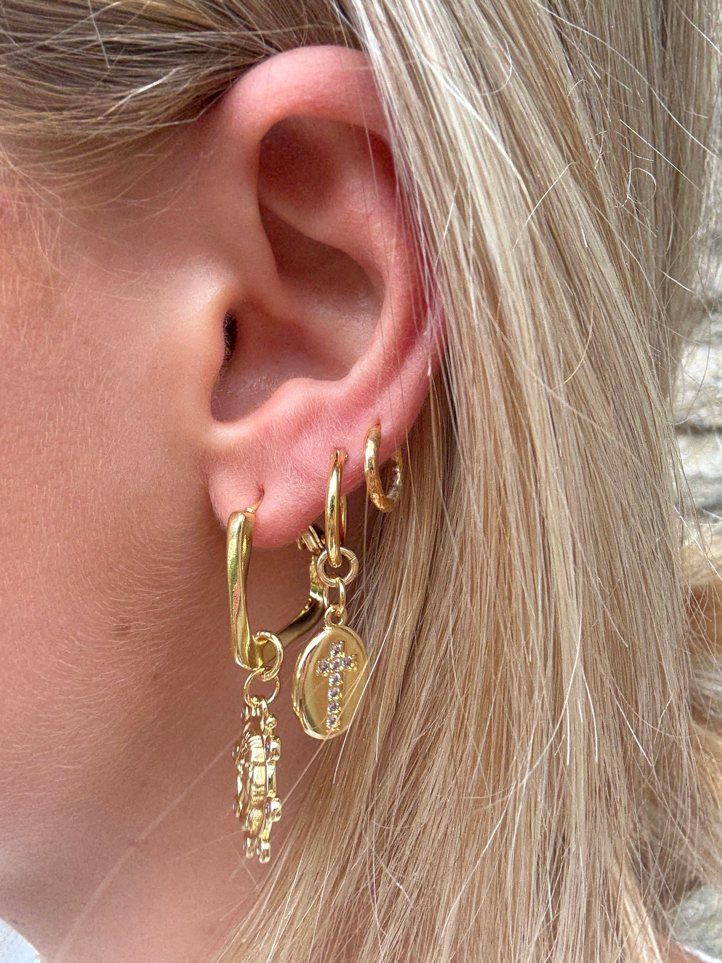 Oval Cross Earrings